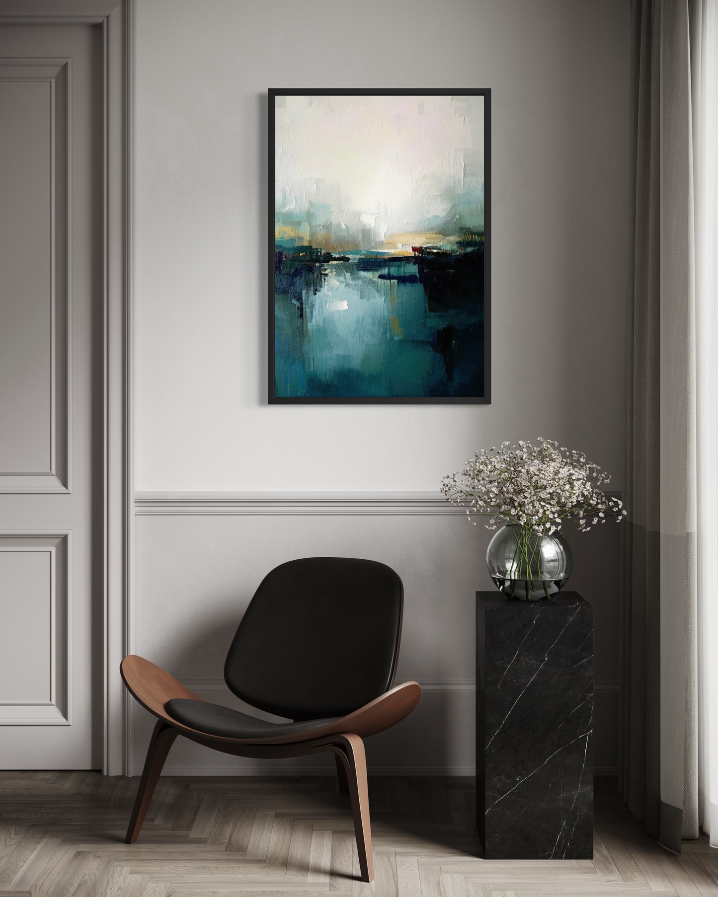 Northern Tide - Scandinavian Minimalist Abstract Framed Wall Art