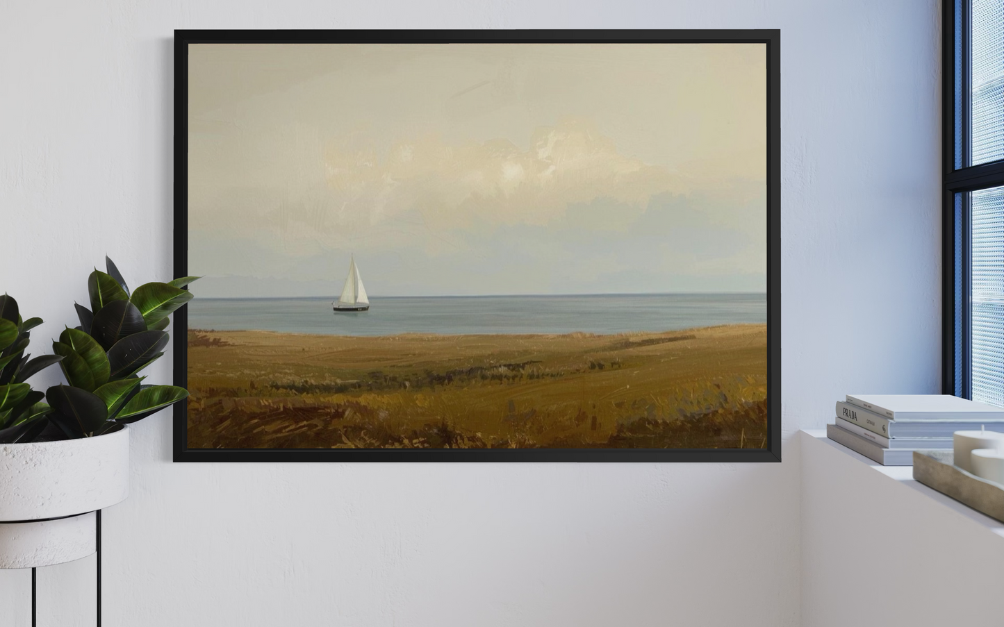 Quiet Horizon - Coastal Landscape Framed Fine Art Print