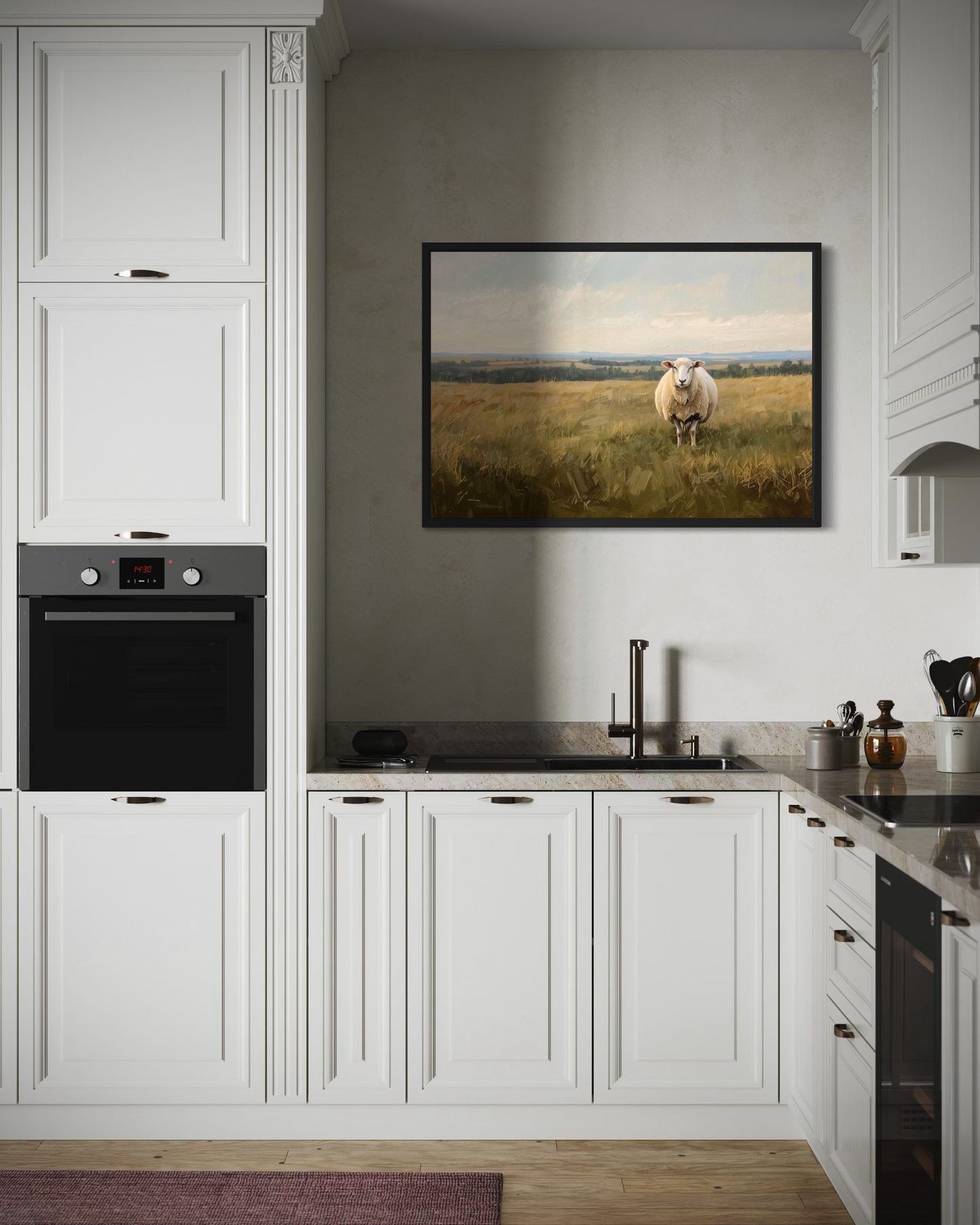 Shepherd's Field - Rustic Countryside Sheep Framed Fine Art Print