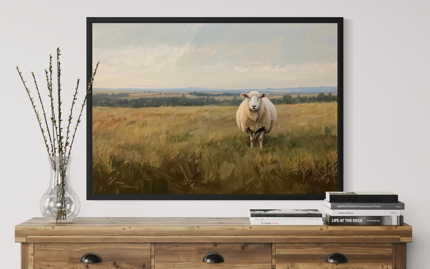 Shepherd's Field - Rustic Countryside Sheep Framed Fine Art Print