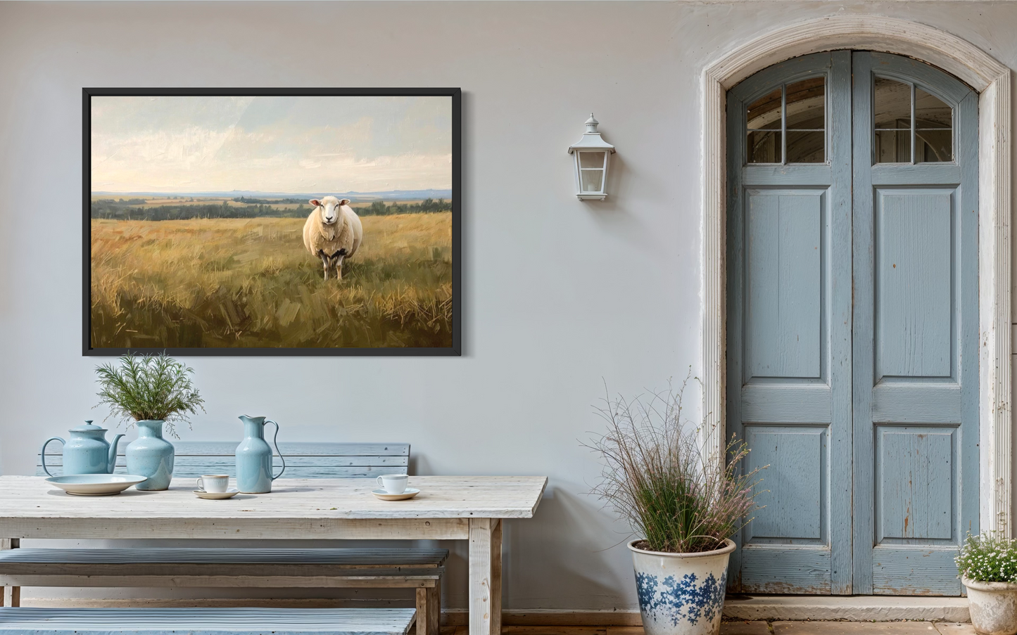 Shepherd's Field - Rustic Countryside Sheep Framed Fine Art Print