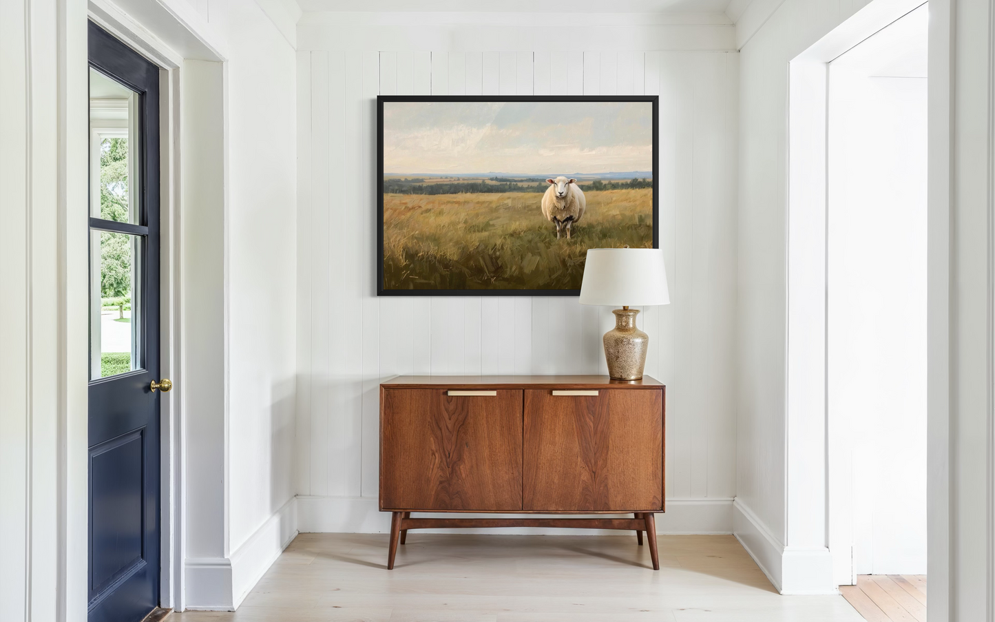Shepherd's Field - Rustic Countryside Sheep Framed Fine Art Print