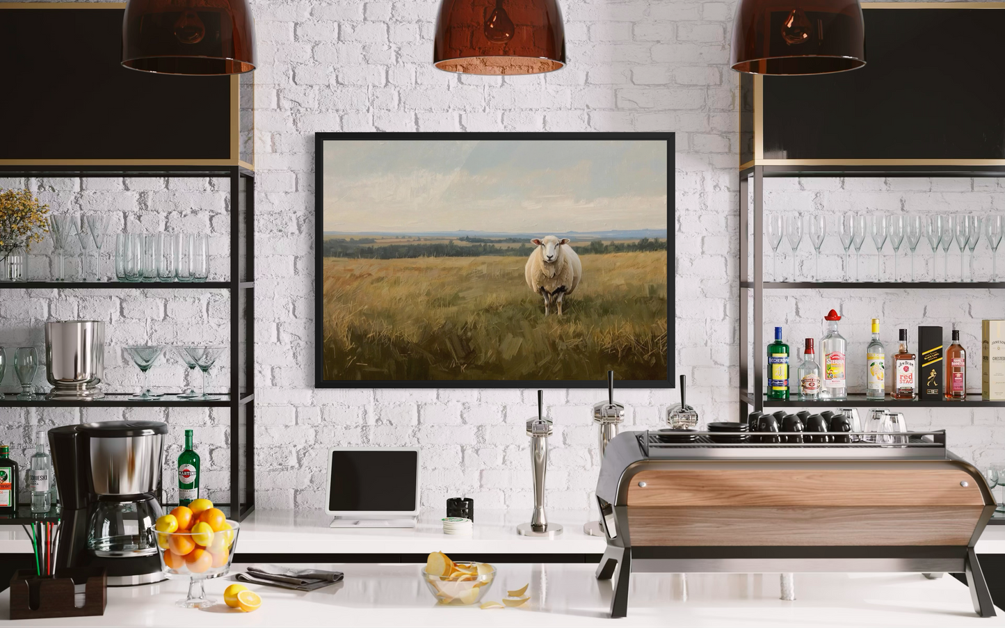 Shepherd's Field - Rustic Countryside Sheep Framed Fine Art Print
