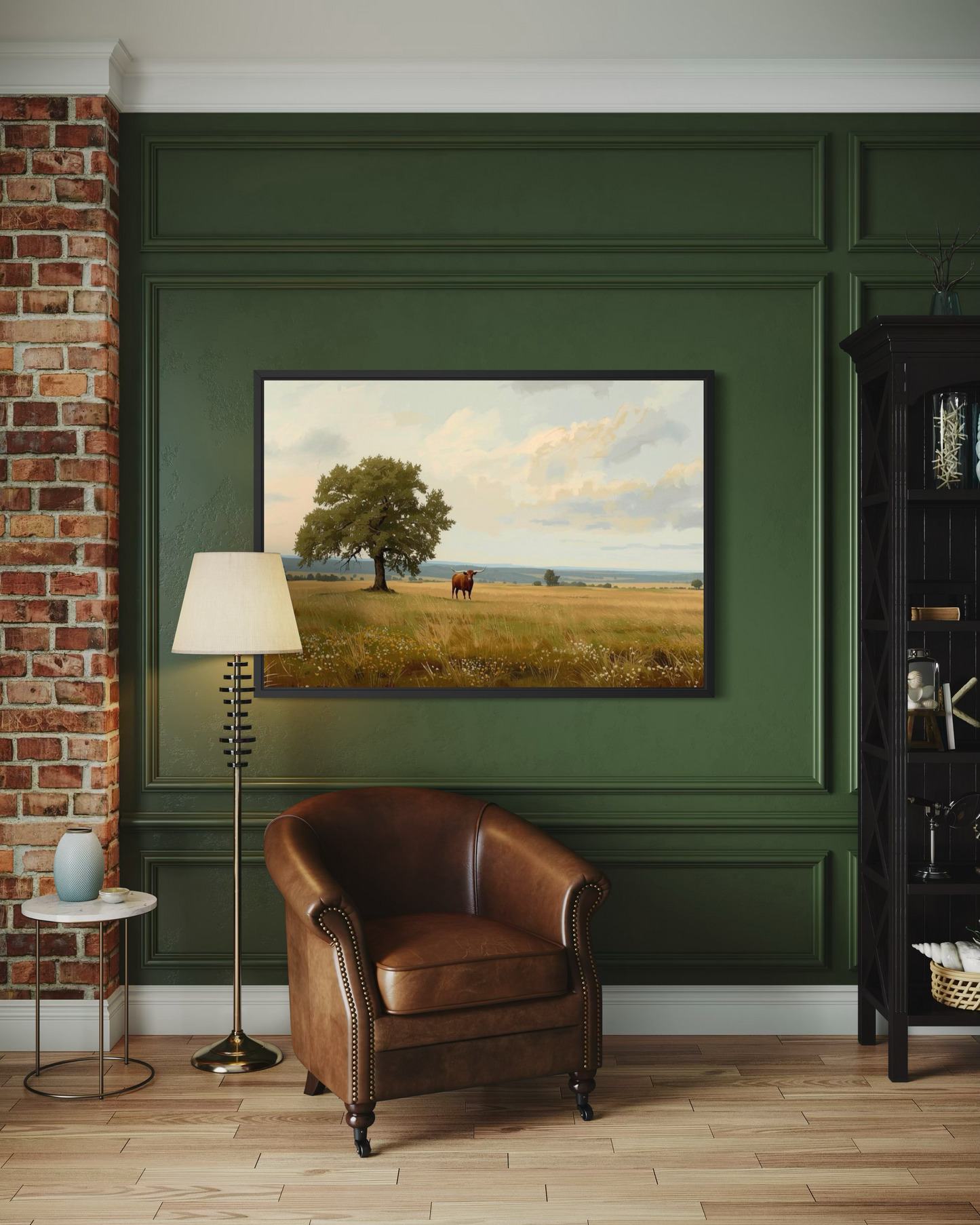 Lone Longhorn - Texas Longhorn Western Landscape Framed Fine Art Print