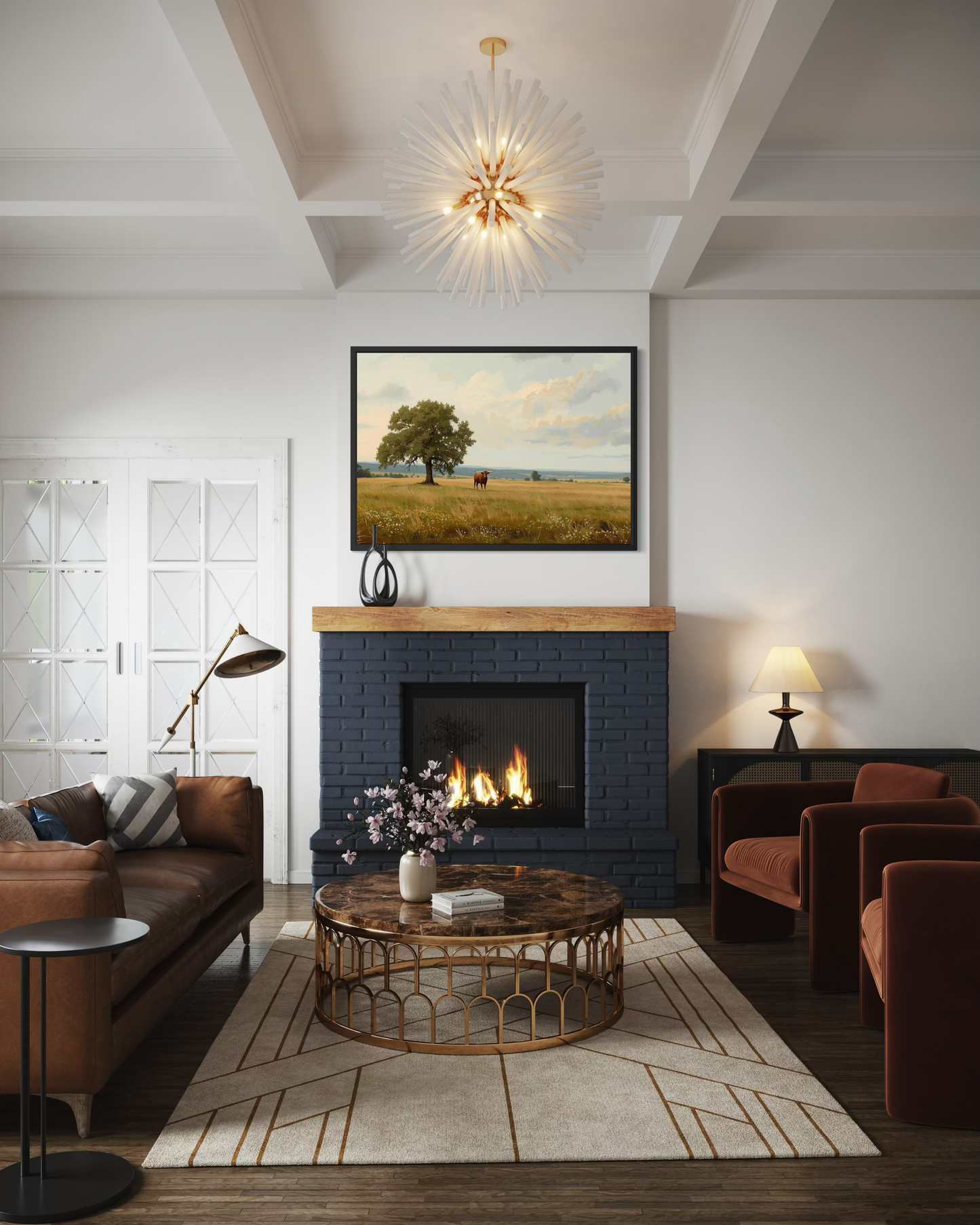 Lone Longhorn - Texas Longhorn Western Landscape Framed Fine Art Print