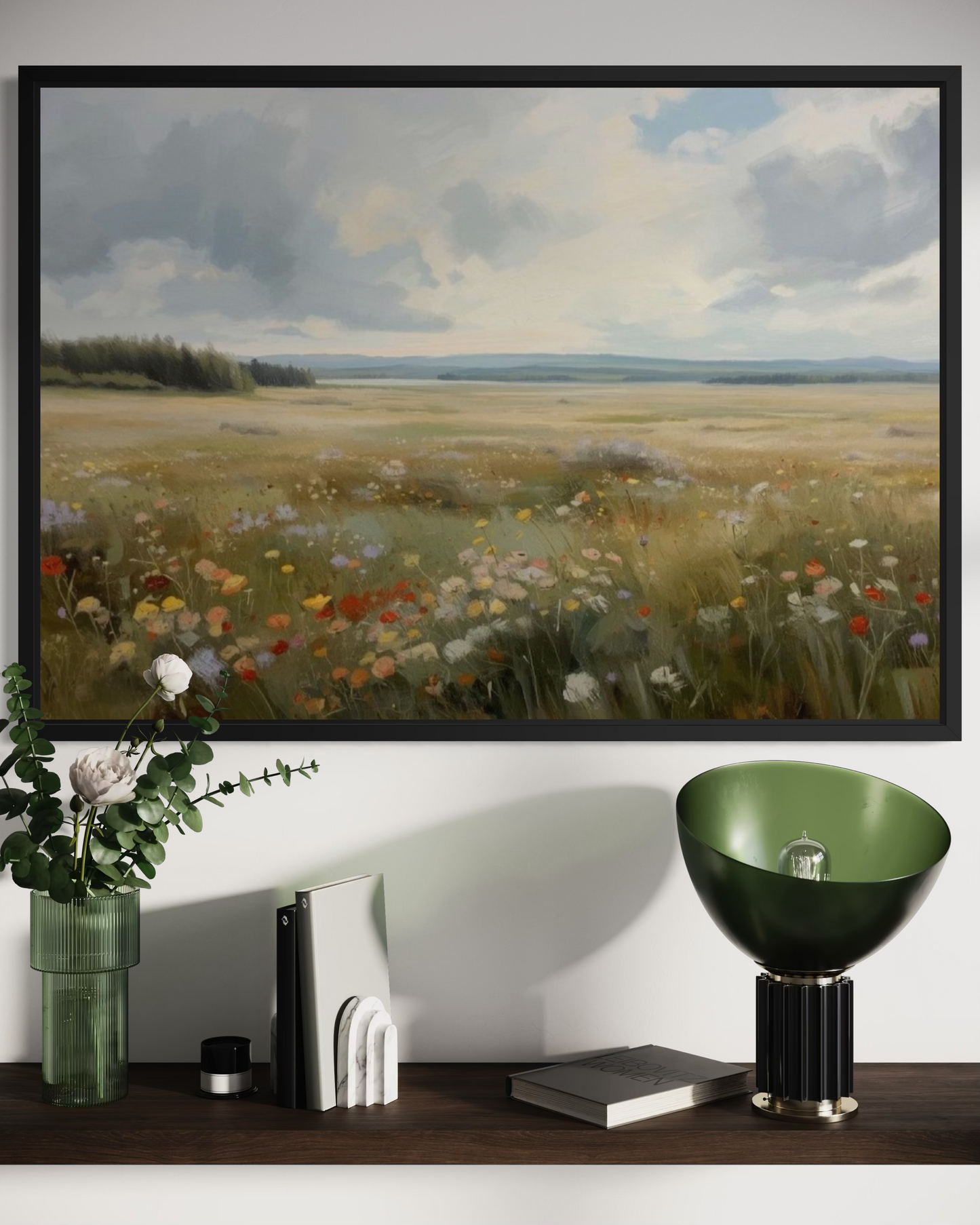 Meadow in Bloom - Wildflower Landscape Framed Fine Art Print