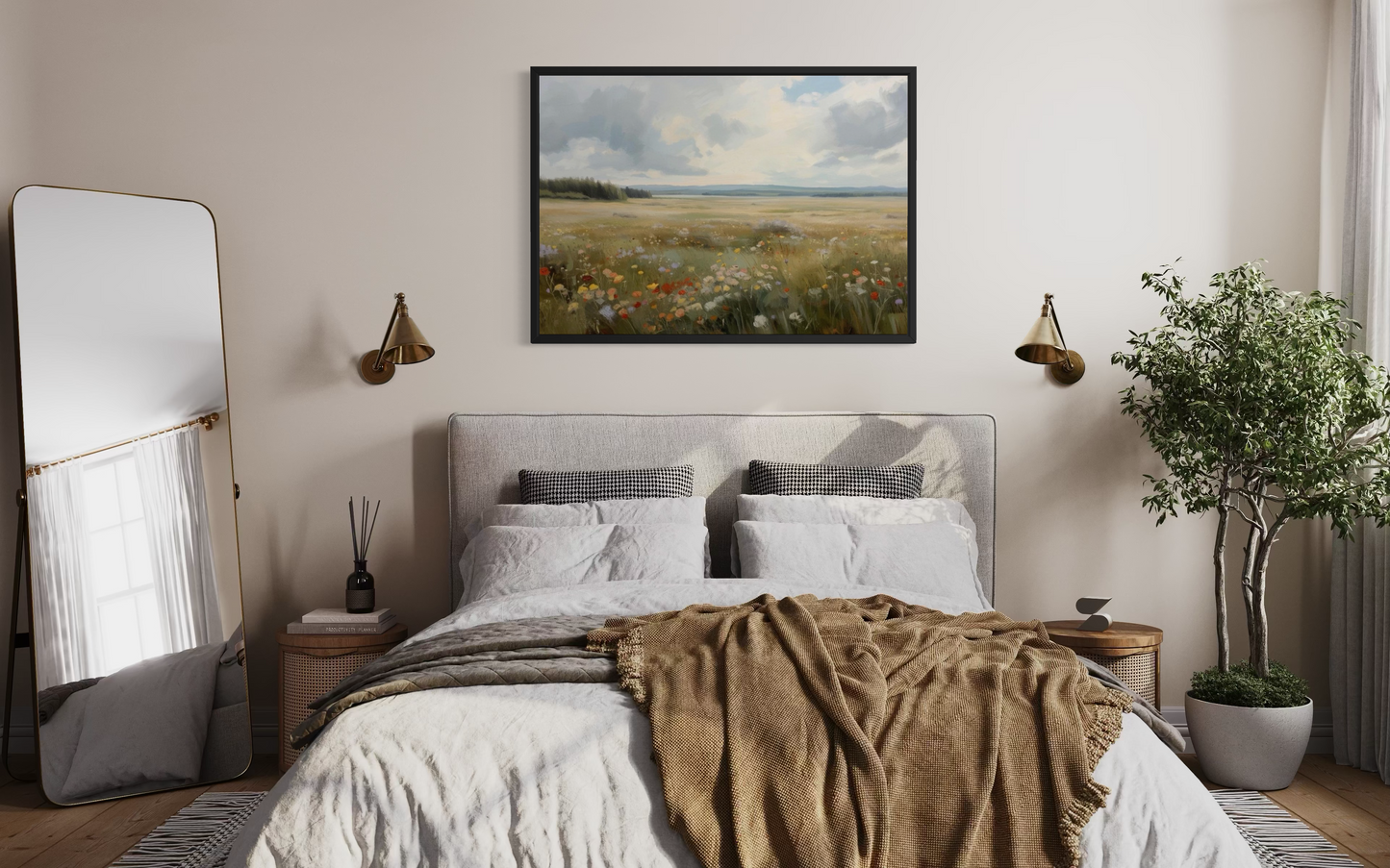Meadow in Bloom - Wildflower Landscape Framed Fine Art Print