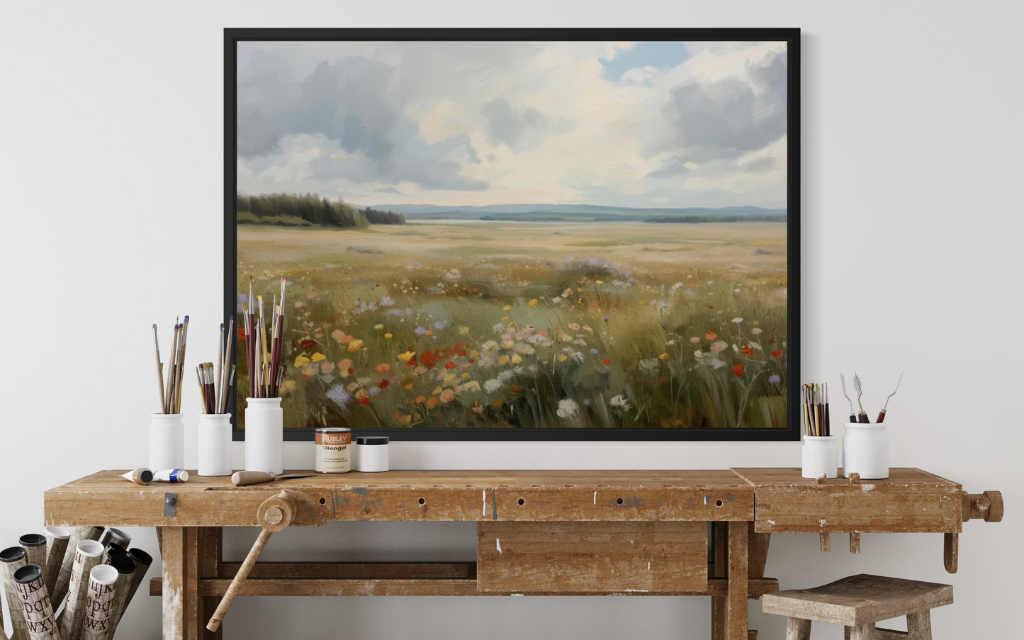 Meadow in Bloom - Wildflower Landscape Framed Fine Art Print