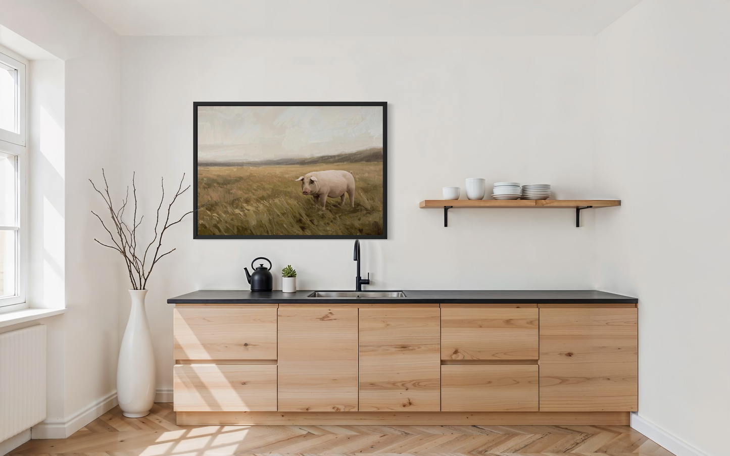 Meadow Wanderer - Rustic Countryside Landscape Fine Art Print