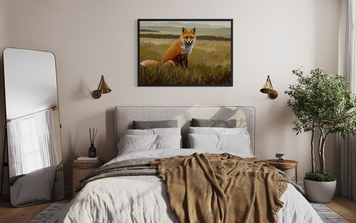 The Watchful Fox - Rustic Wildlife Landscape Wall Art