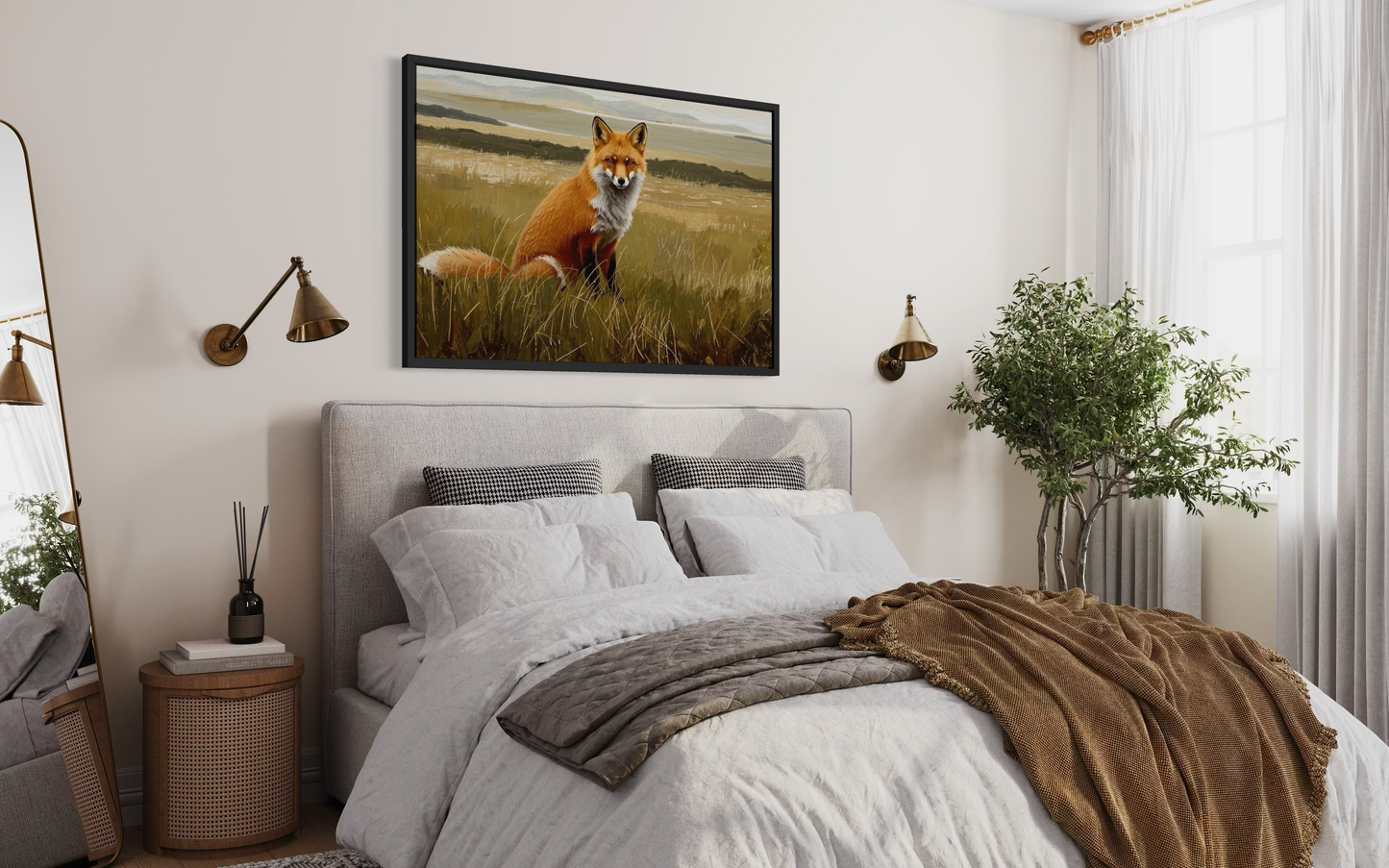 The Watchful Fox - Rustic Wildlife Landscape Wall Art