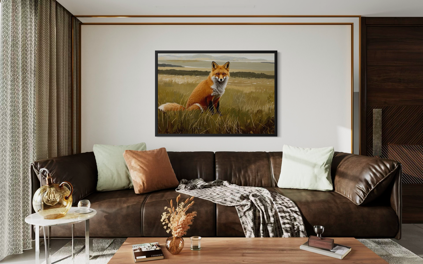 The Watchful Fox - Rustic Wildlife Landscape Wall Art