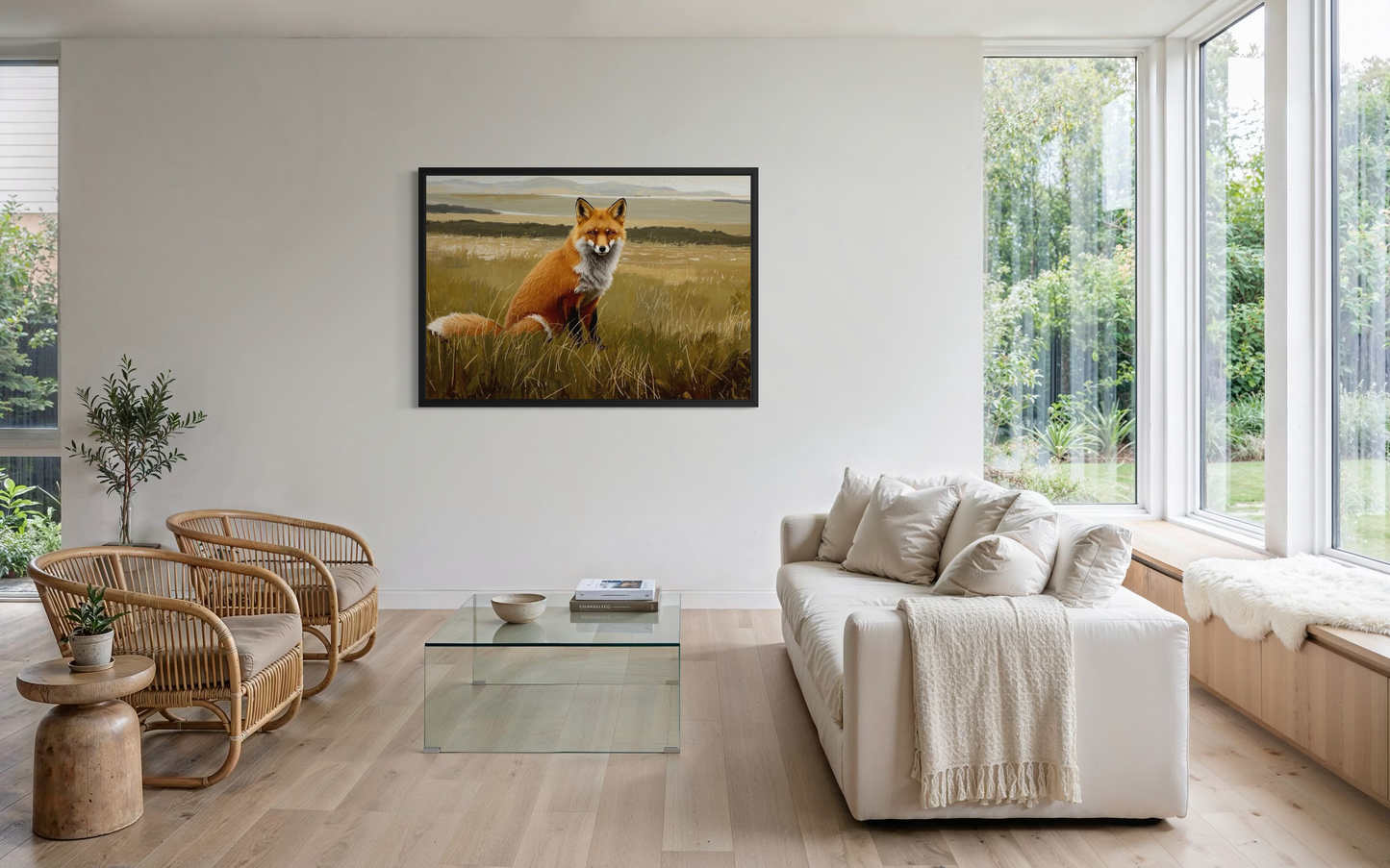 The Watchful Fox - Rustic Wildlife Landscape Wall Art