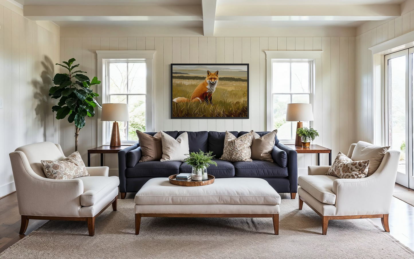 The Watchful Fox - Rustic Wildlife Landscape Wall Art