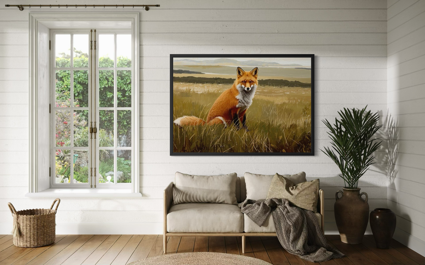 The Watchful Fox - Rustic Wildlife Landscape Wall Art