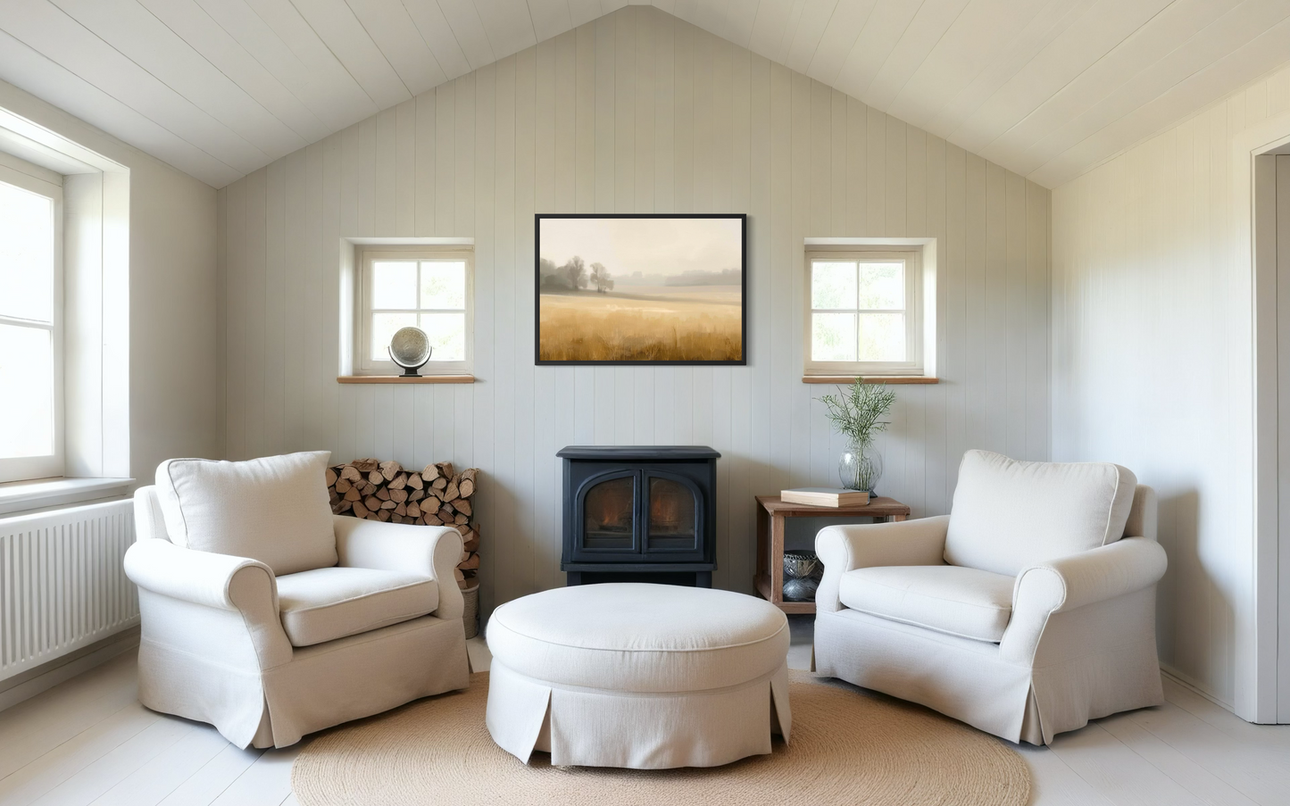 Golden Stillness - Neutral Minimalist Landscape Fine Art Framed Print