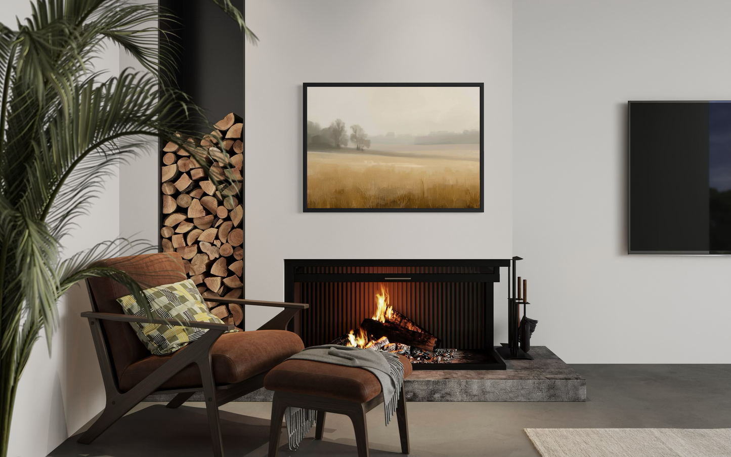 Golden Stillness - Neutral Minimalist Landscape Fine Art Framed Print