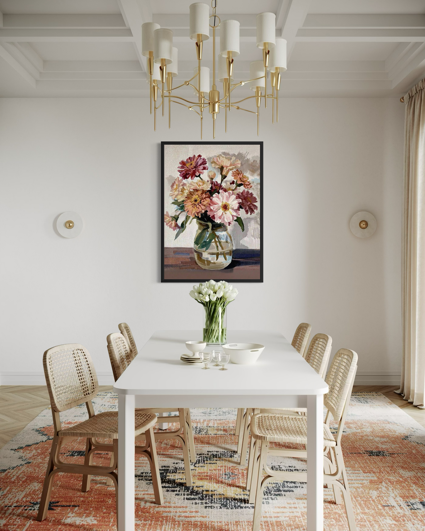 Sunlit Zinnias - Fine Art Print