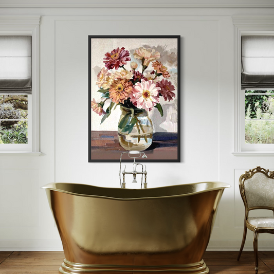 Sunlit Zinnias - Fine Art Print