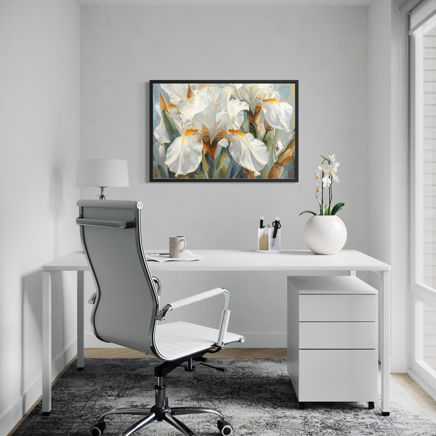 White Iris Elegance -  Framed Fine Art Print