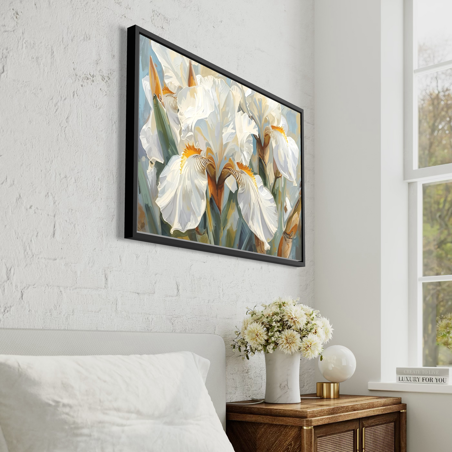 White Iris Elegance -  Framed Fine Art Print