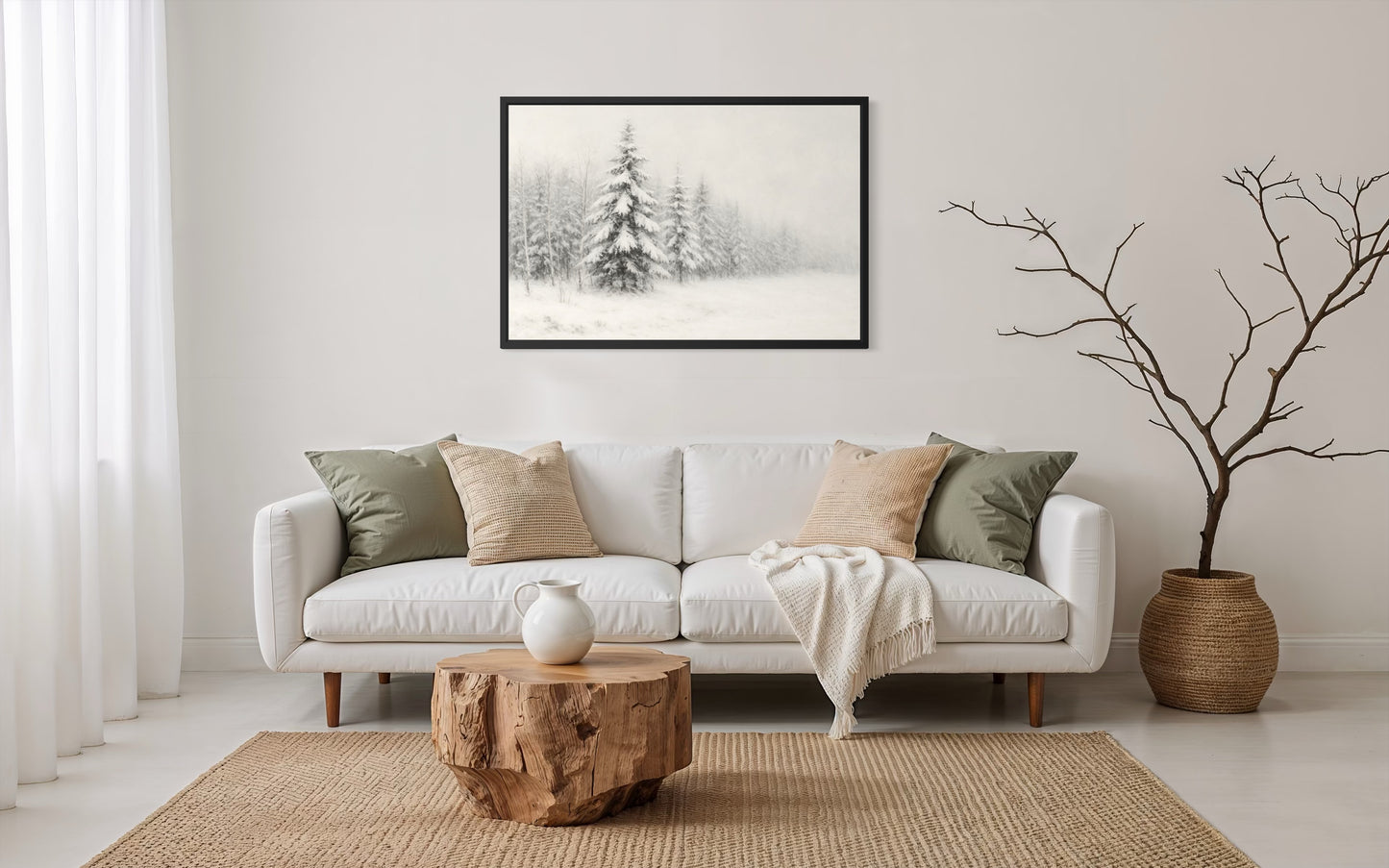 Winter Pines in Snow - Framed Print
