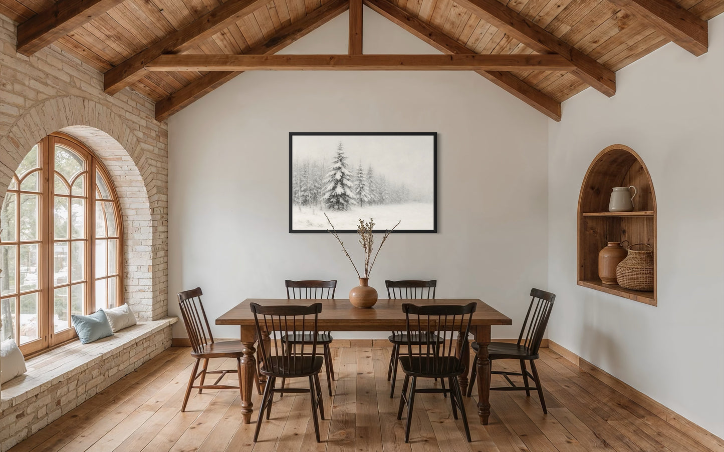 Winter Pines in Snow - Framed Print