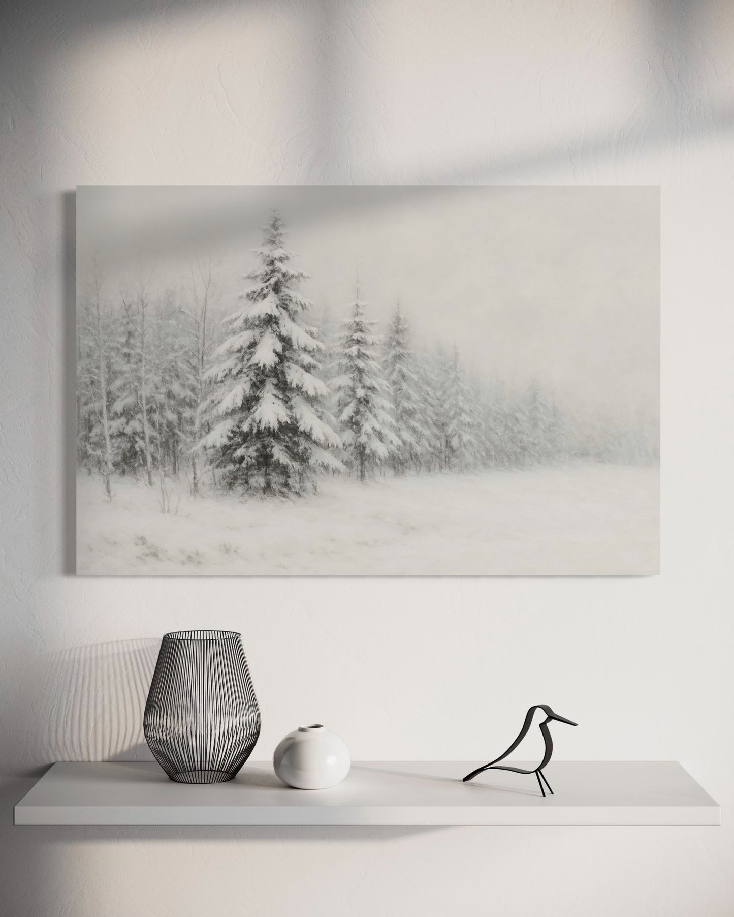 Winter Pines in Snow - Framed Print
