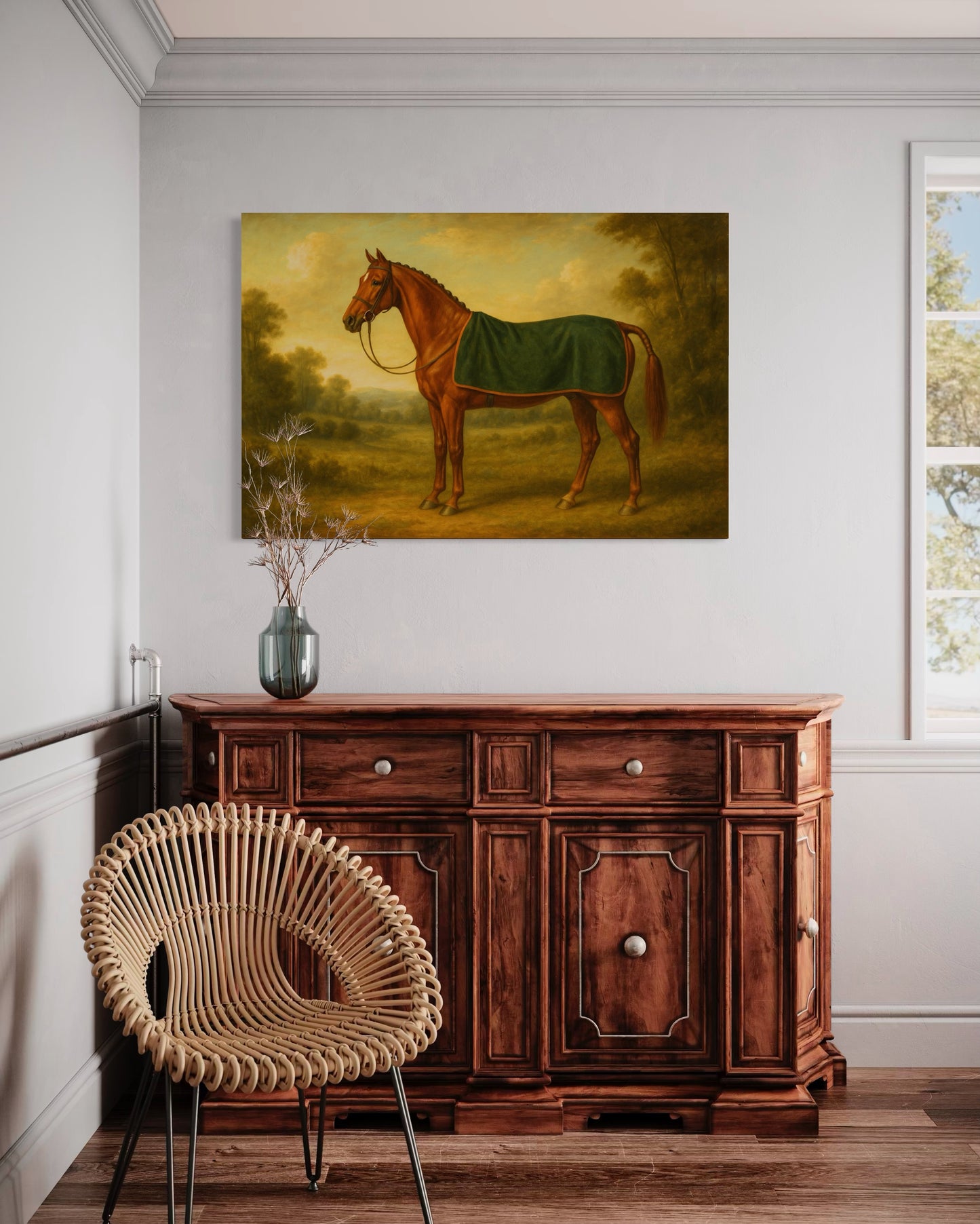 Vintage Chestnut Horse Portrait -Framed Print