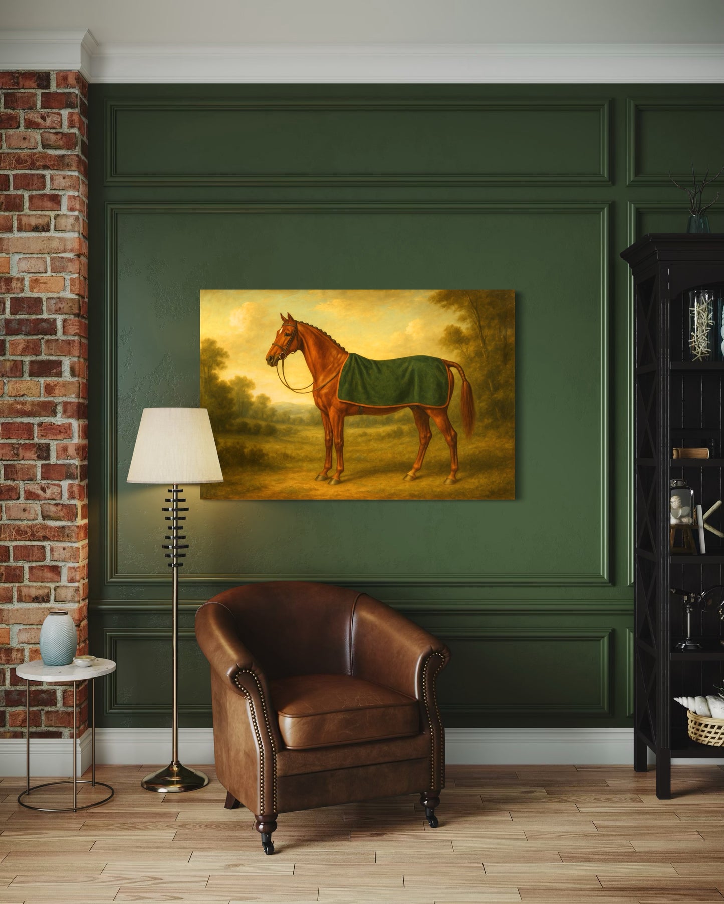 Vintage Chestnut Horse Portrait -Framed Print