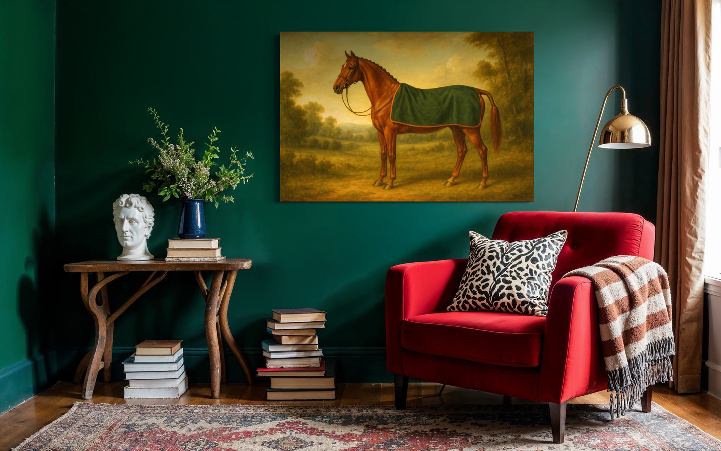 Vintage Chestnut Horse Portrait -Framed Print