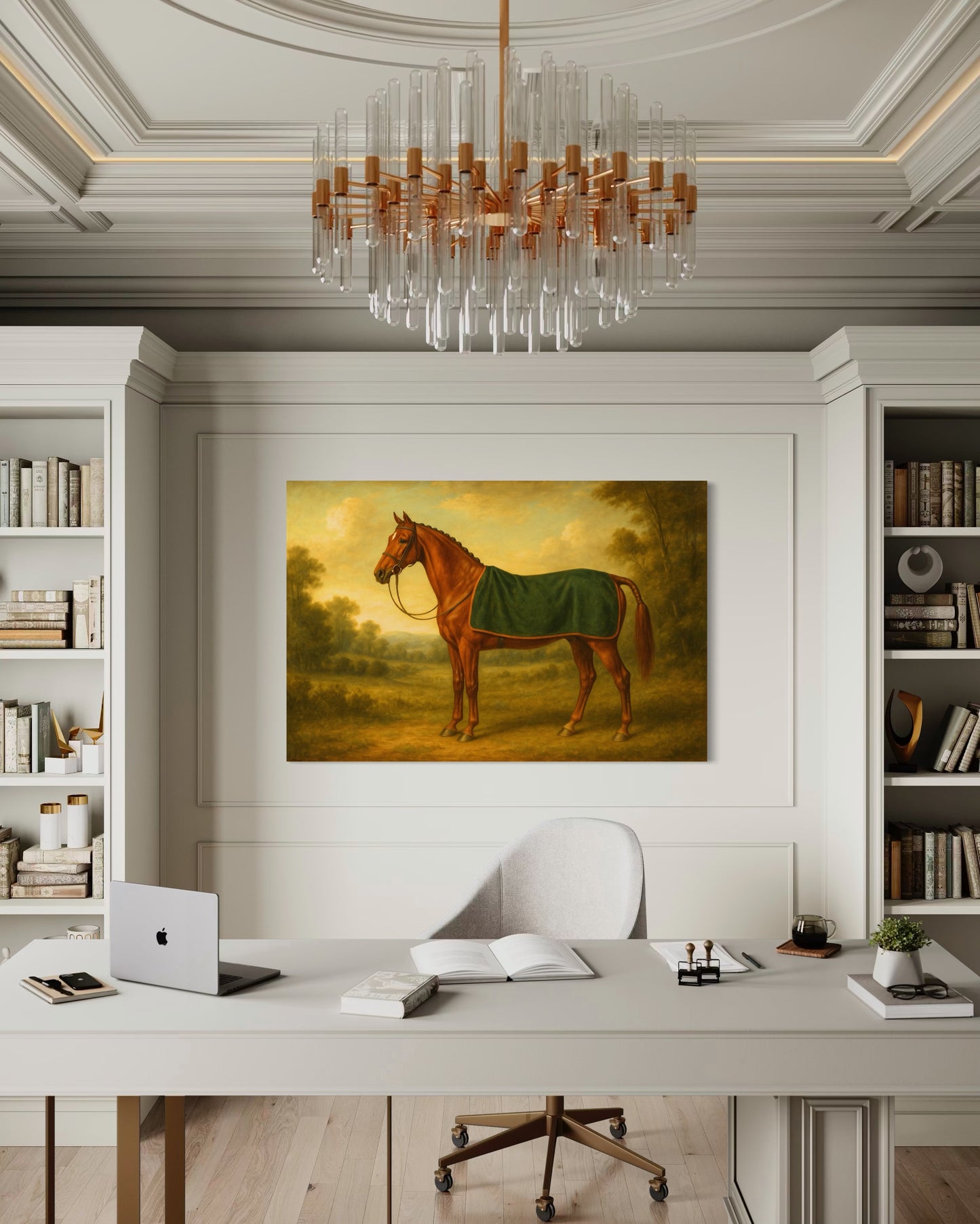 Vintage Chestnut Horse Portrait -Framed Print