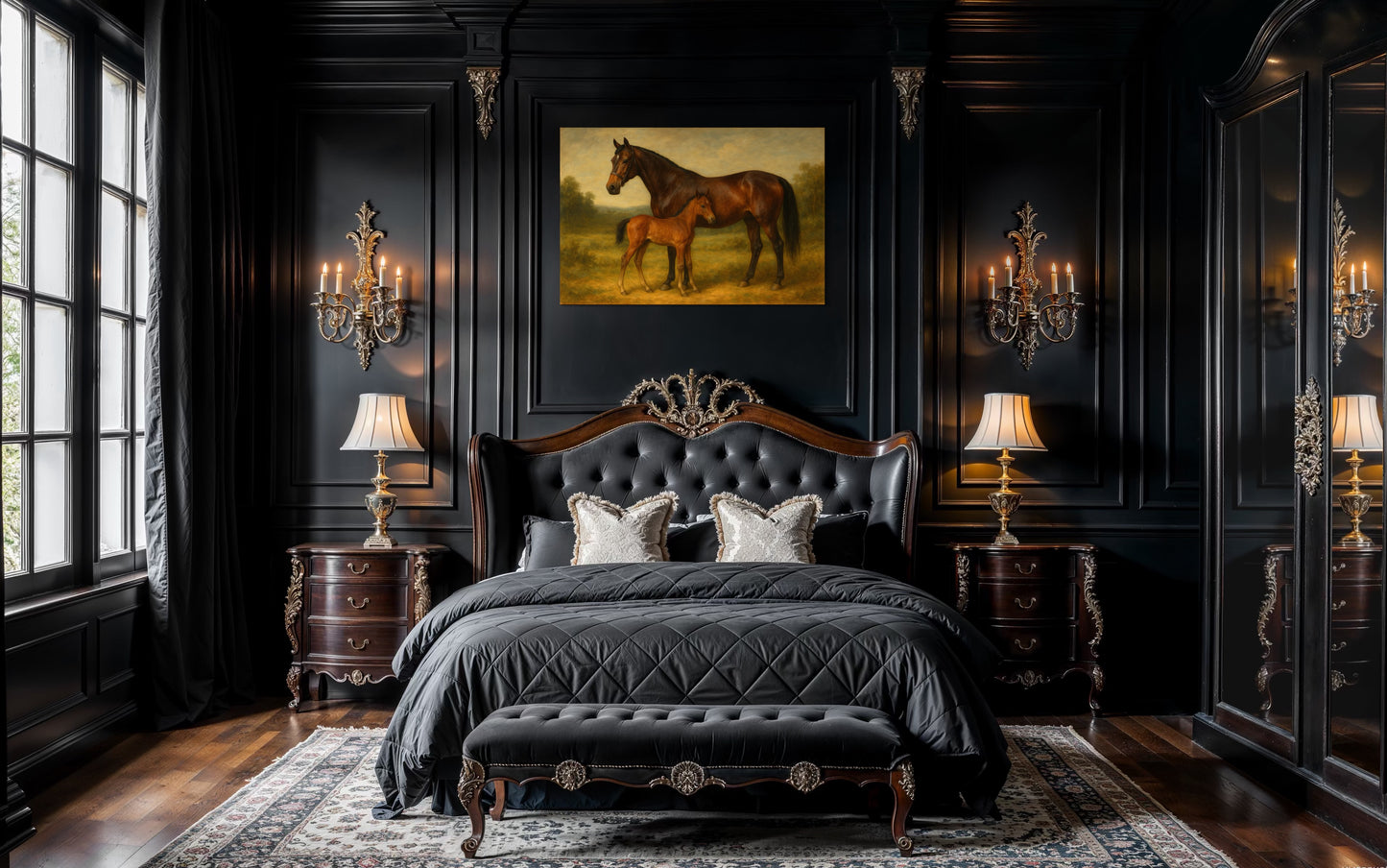 Vintage Mare and Foal Portrait - Framed Print