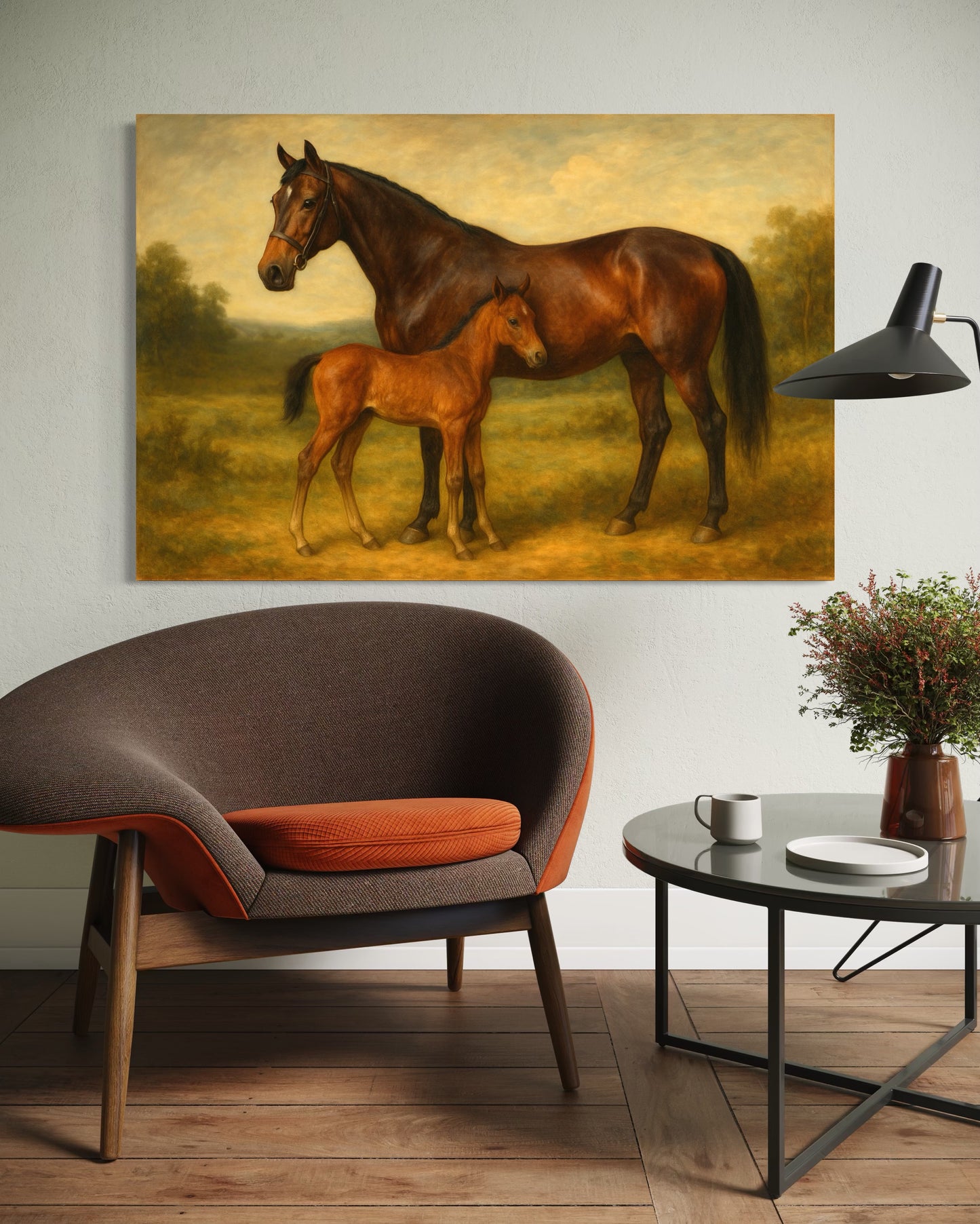 Vintage Mare and Foal Portrait - Framed Print