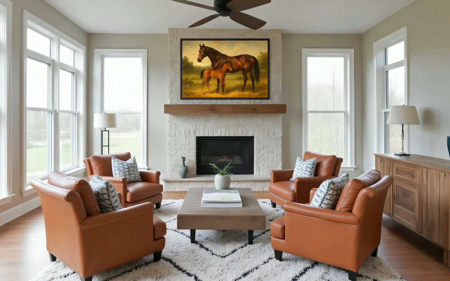 Vintage Mare and Foal Portrait - Framed Print