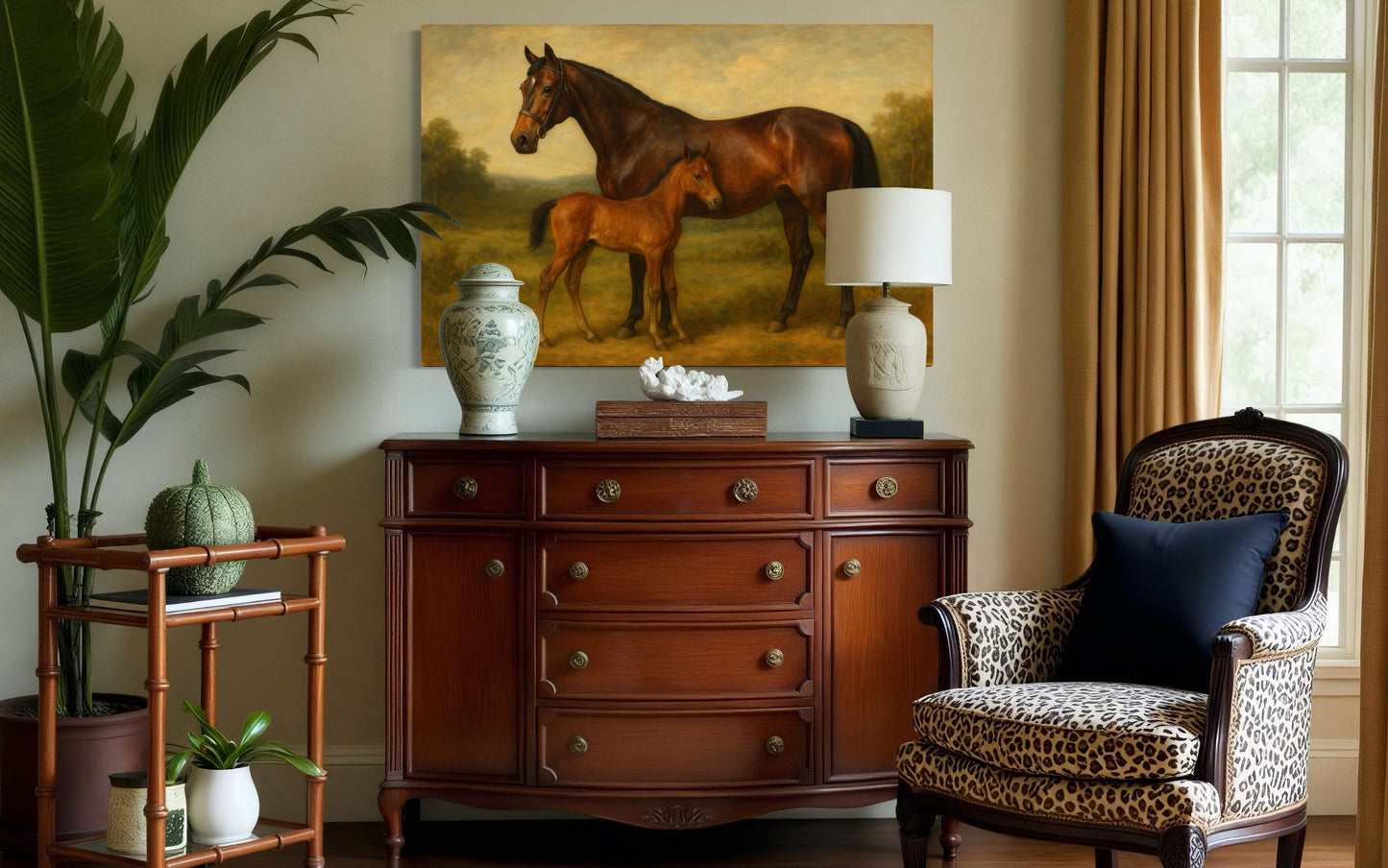 Vintage Mare and Foal Portrait - Framed Print