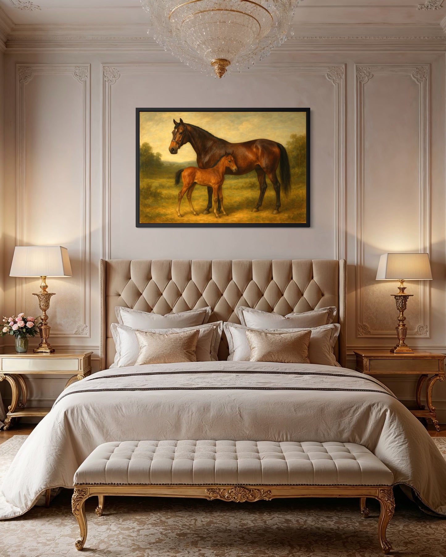 Vintage Mare and Foal Portrait - Framed Print