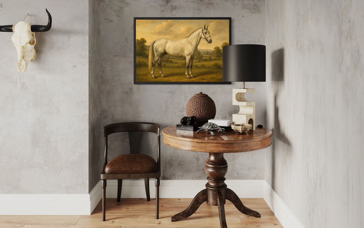 Vintage Grey Horse Portrait - Framed Print