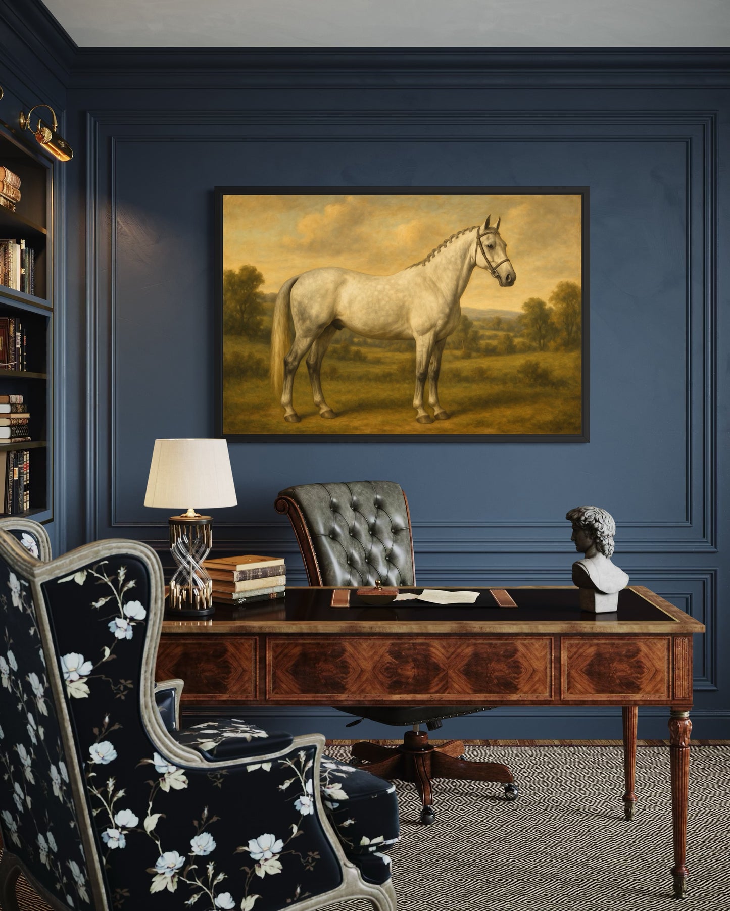 Vintage Grey Horse Portrait - Framed Print