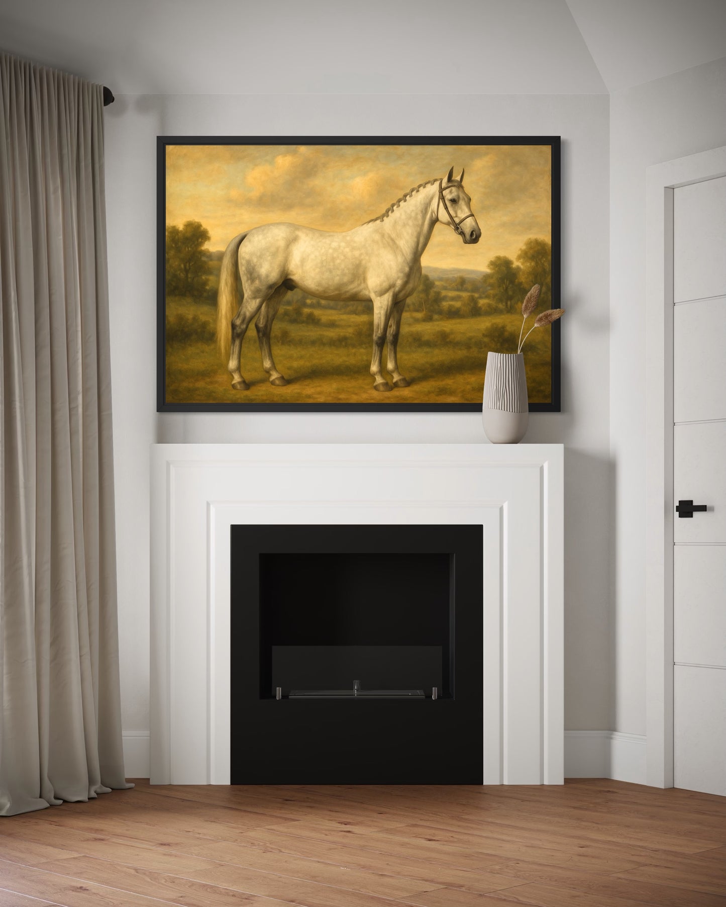 Vintage Grey Horse Portrait - Framed Print