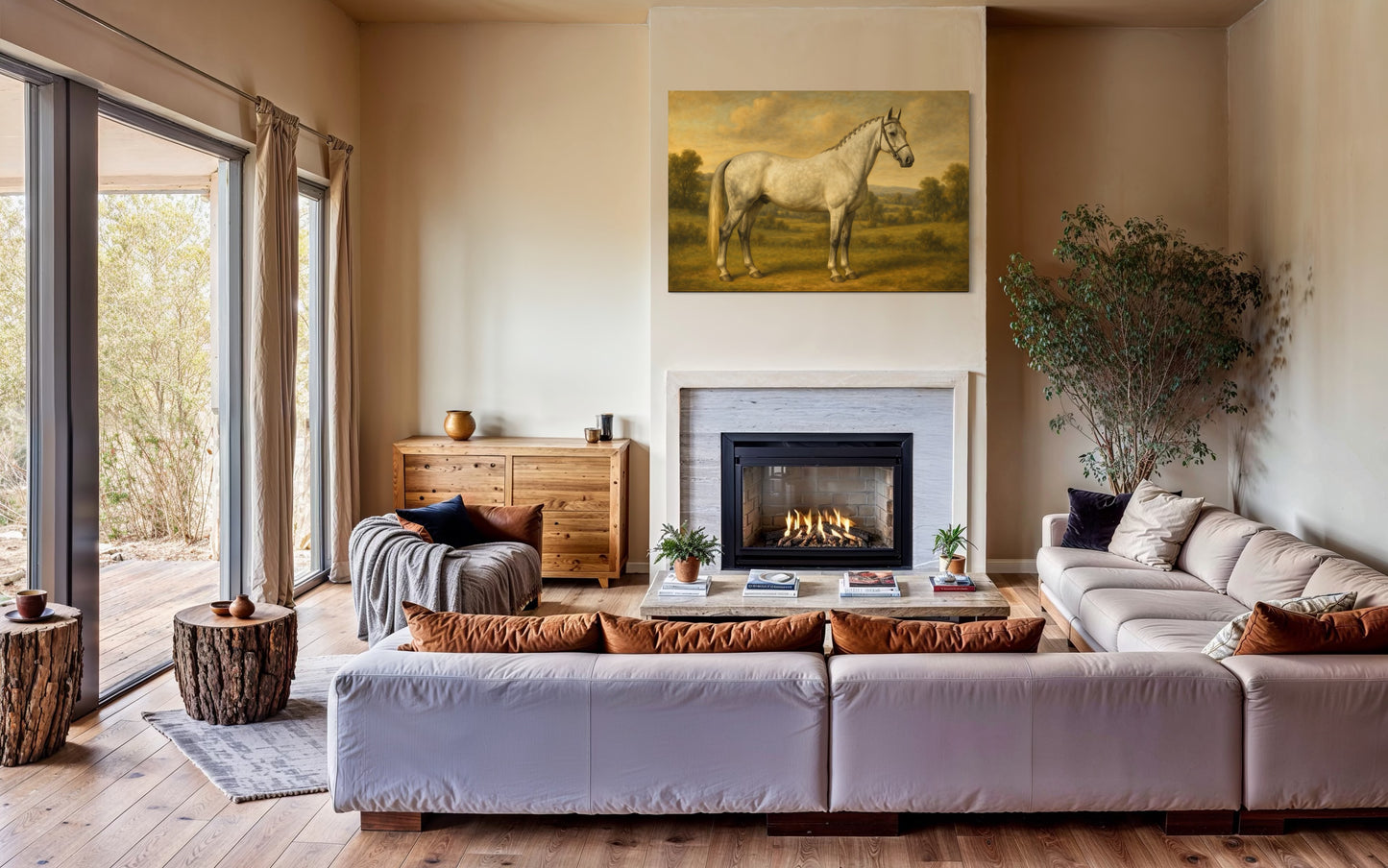 Vintage Grey Horse Portrait - Framed Print