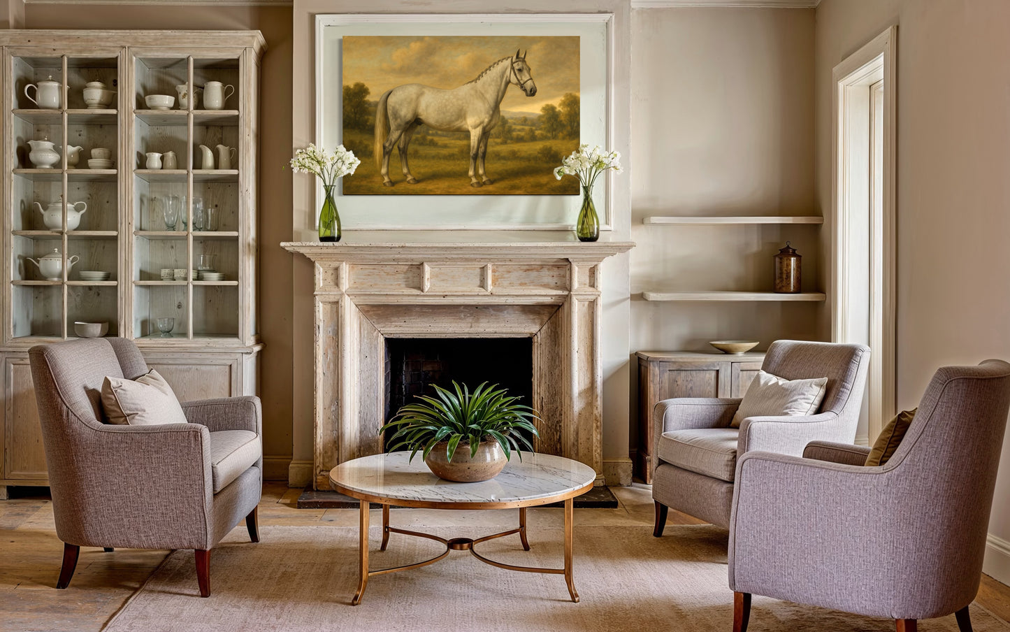 Vintage Grey Horse Portrait - Framed Print