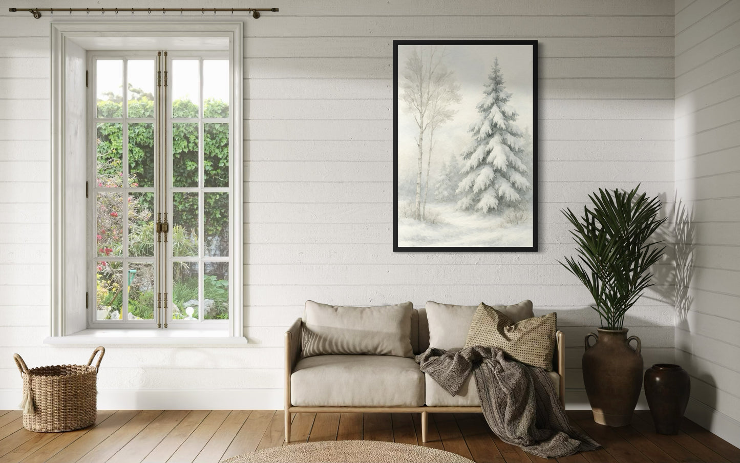 Winter Pine Tree in Snow – Framed Print