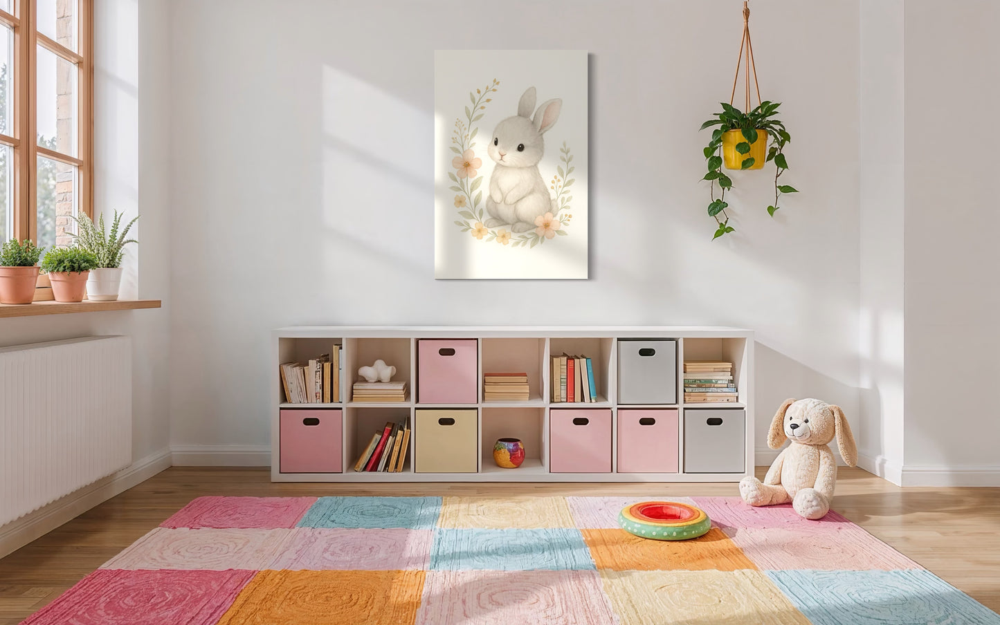 Baby Bunny Soft Watercolor Print - Framed Print