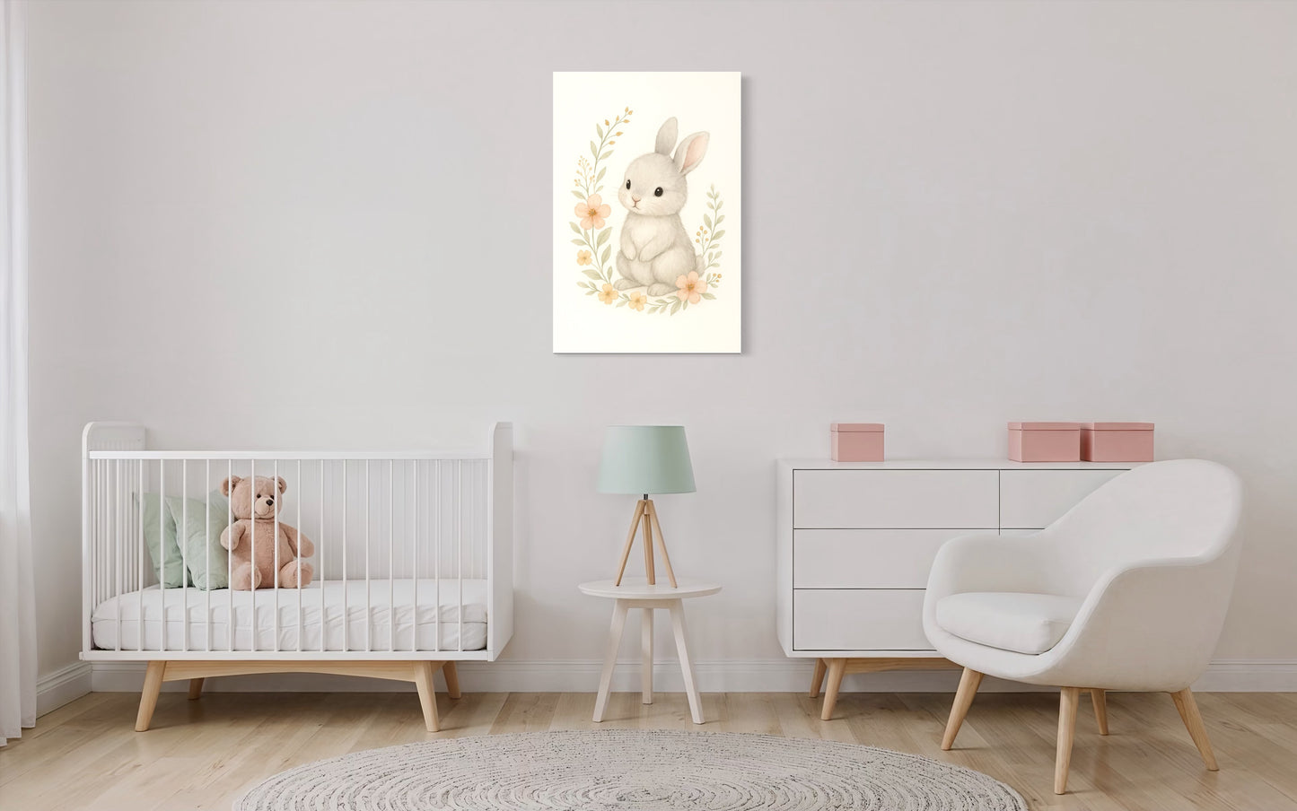 Baby Bunny Soft Watercolor Print - Framed Print