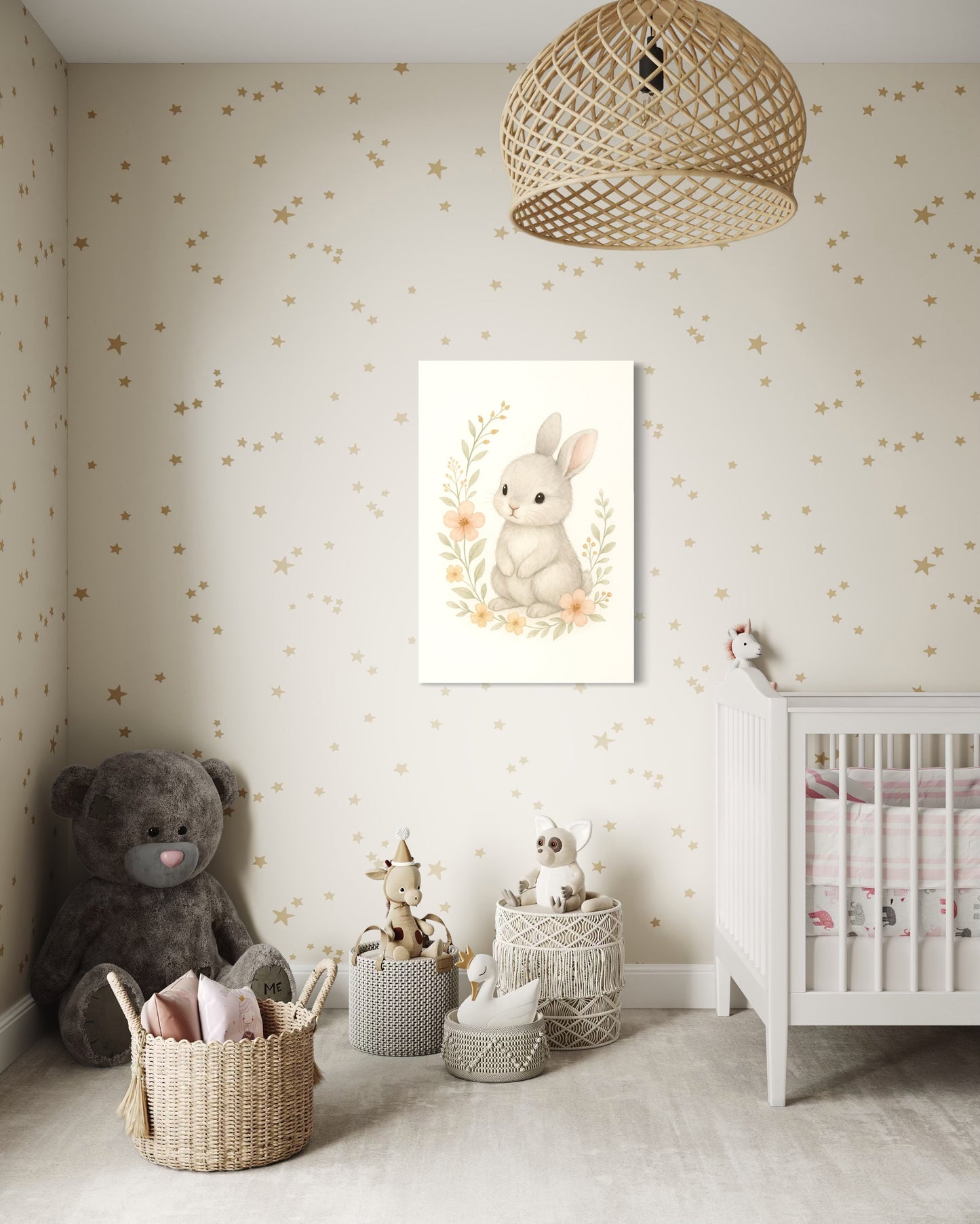 Baby Bunny Soft Watercolor Print - Framed Print