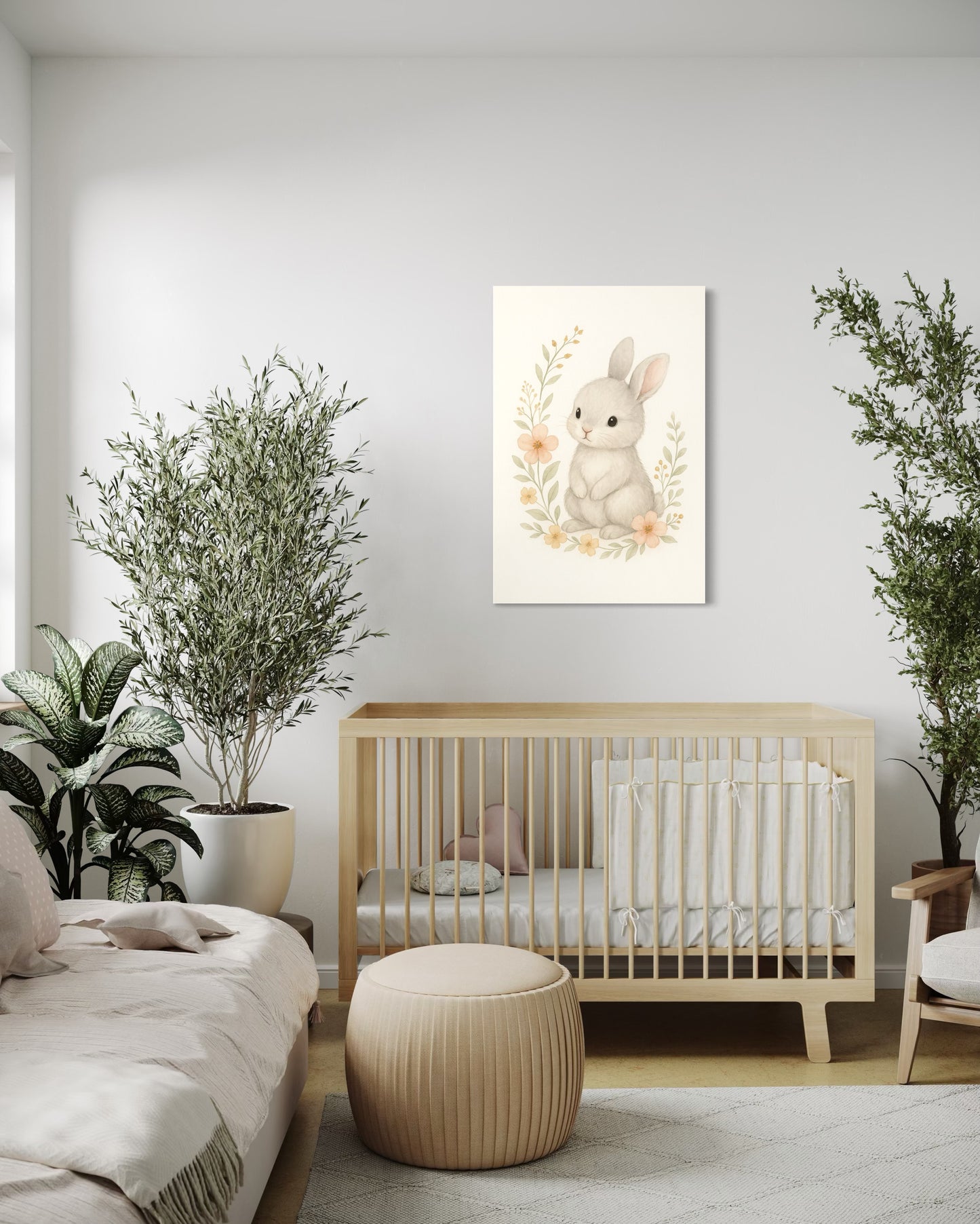 Baby Bunny Soft Watercolor Print - Framed Print