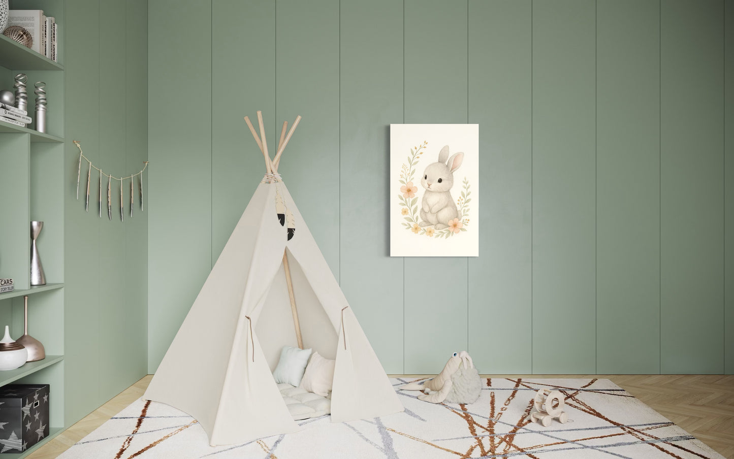 Baby Bunny Soft Watercolor Print - Framed Print