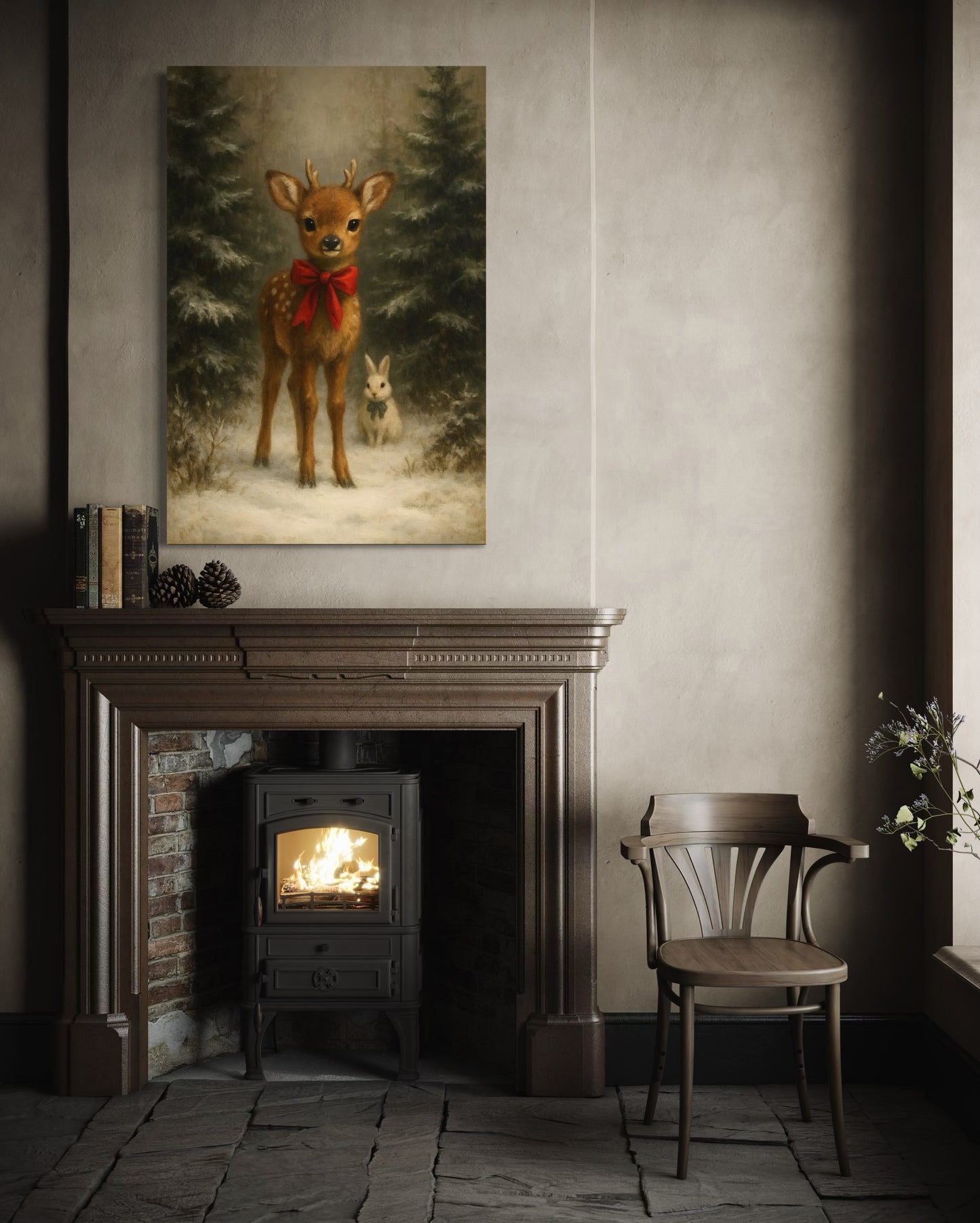 Christmas Fawn in the Forest – Framed Print