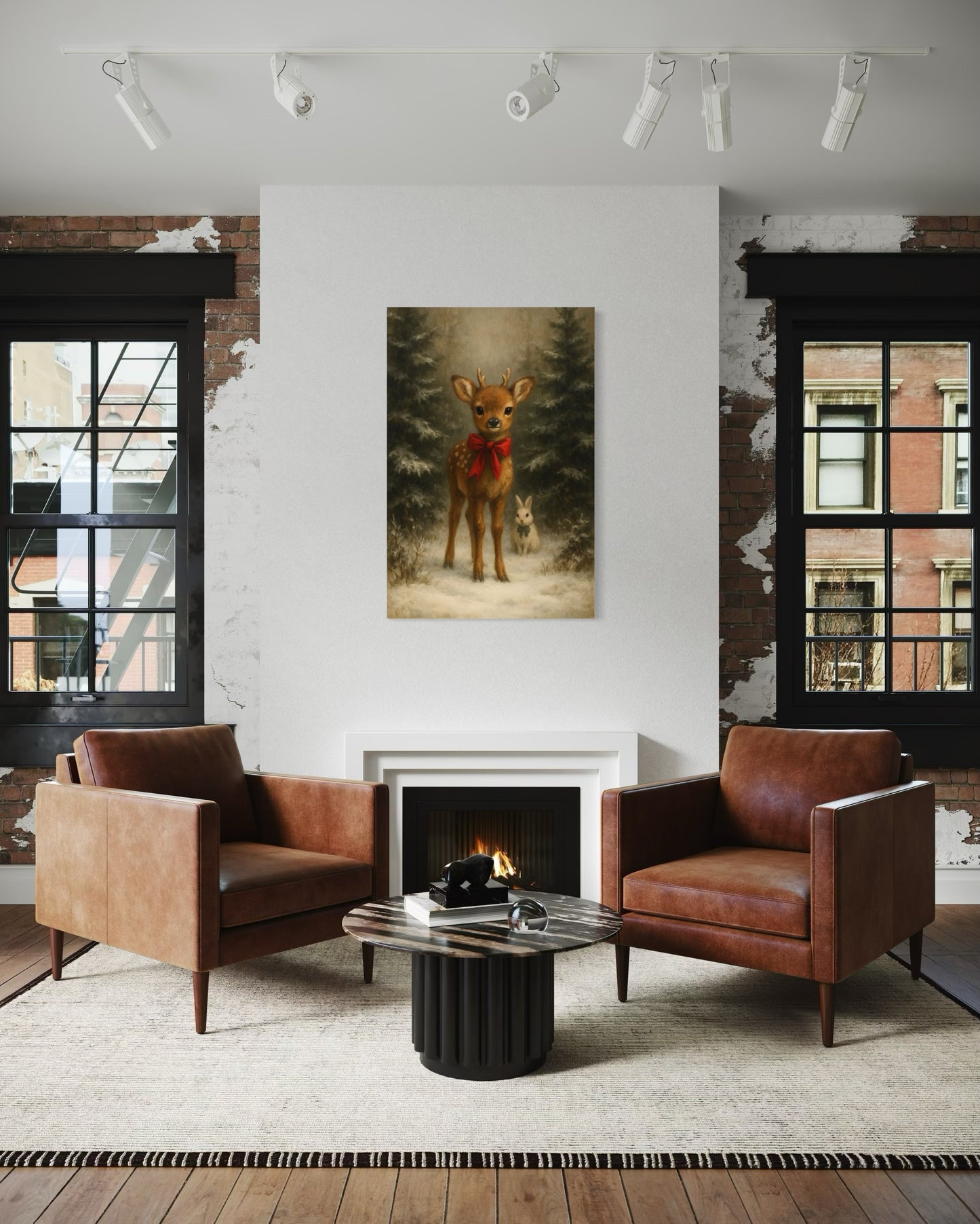 Christmas Fawn in the Forest – Framed Print